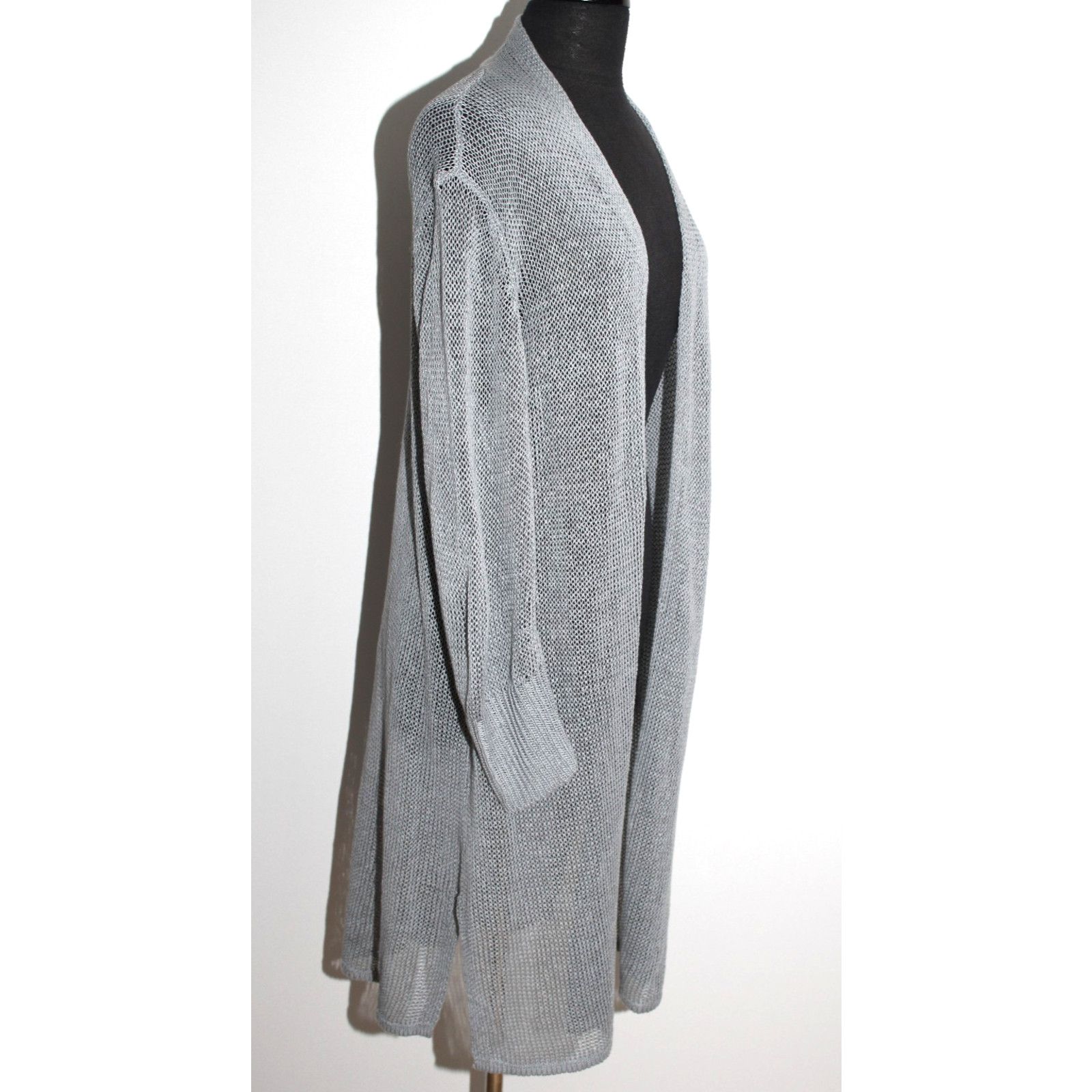Eileen Fisher EILEEN FISHER Open Front Long Linen Knit Sweater Cardigan XL Size XL / US 12-14 / IT 48-50 - 4 Thumbnail