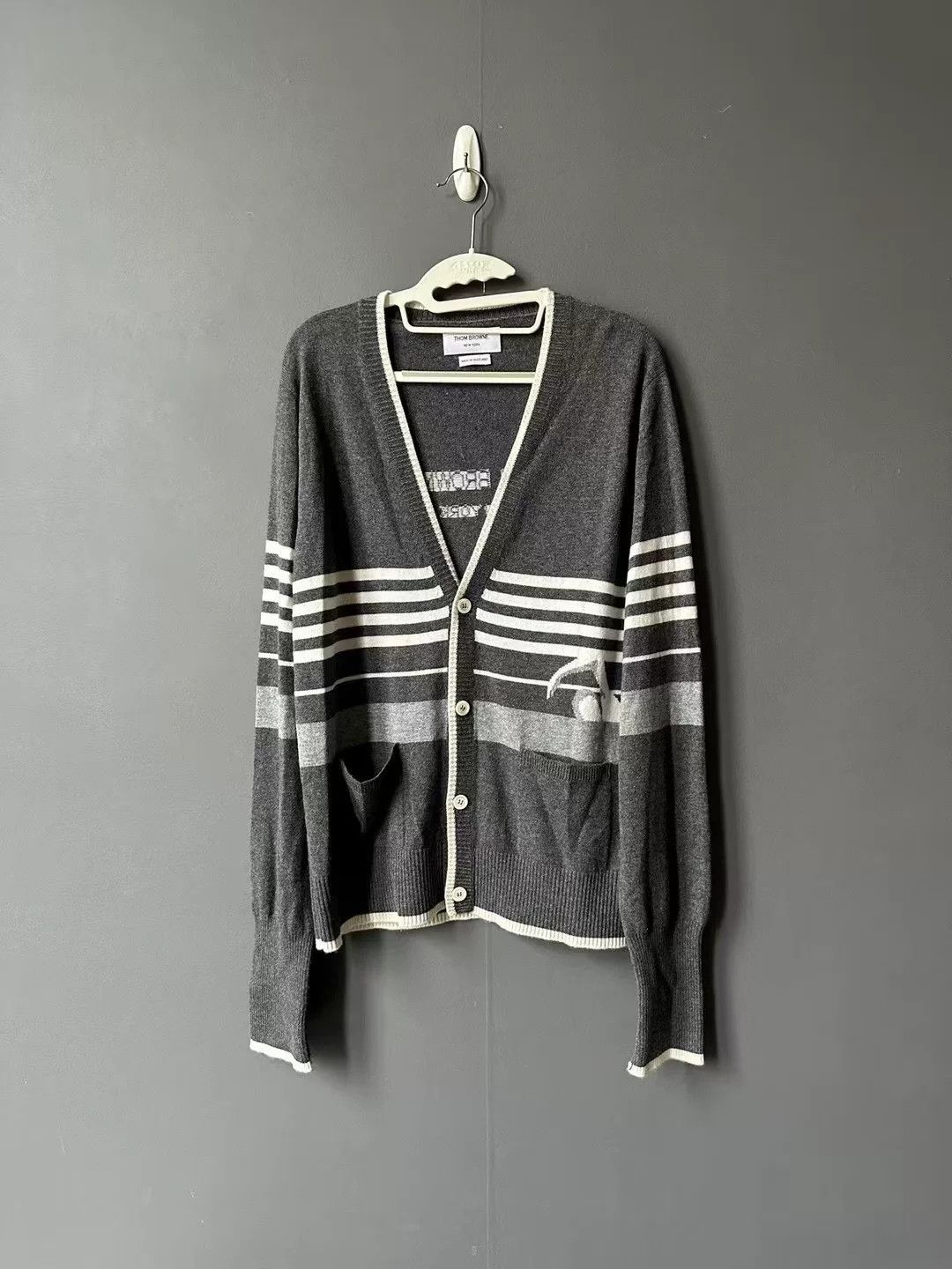 Thom Browne thom browne cashmere cardigan in gray Size US M / EU 48-50 / 2 - 1 Thumbnail