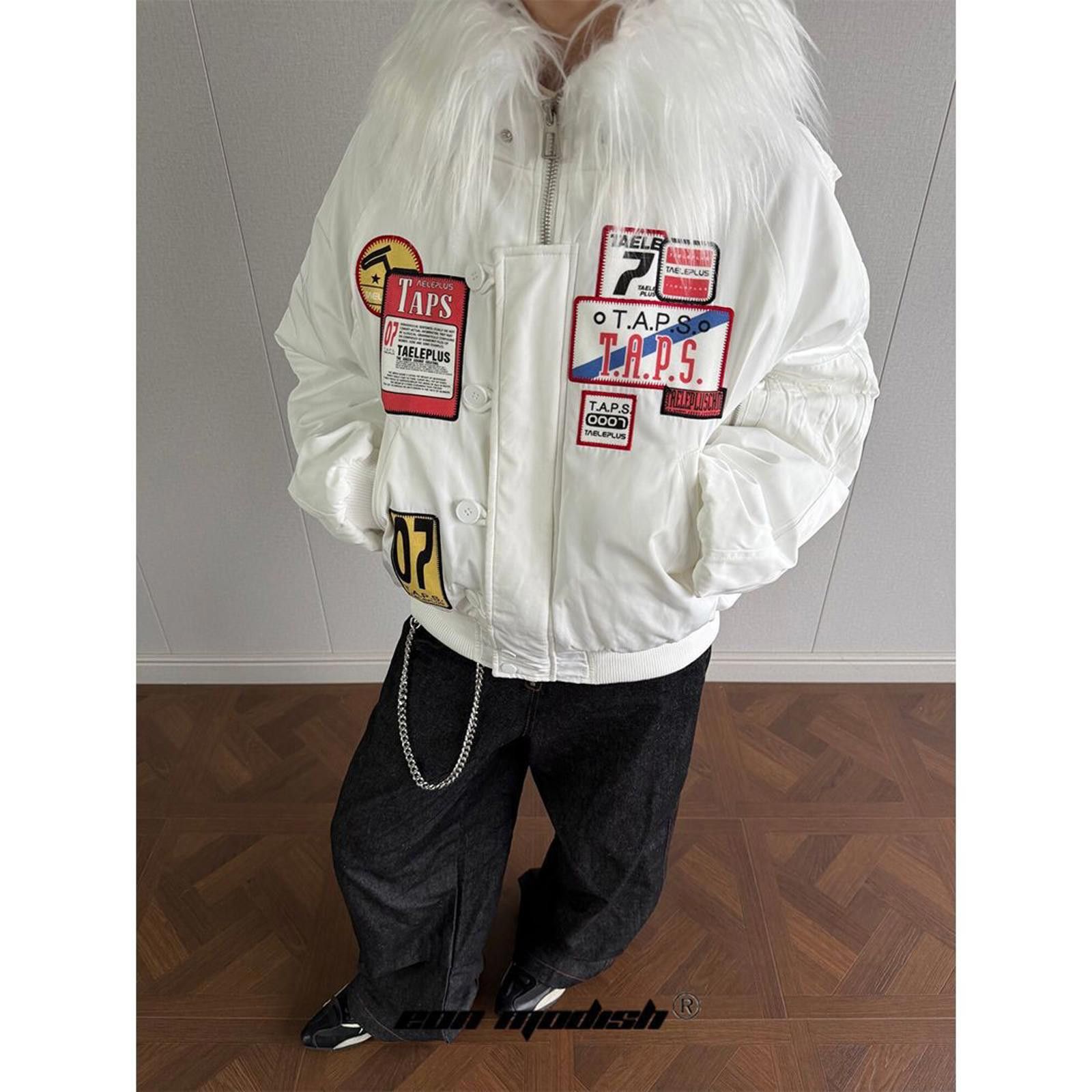 Japanese Brand Faux Fur Collar Patchwork Bomber Jackets Size US M / EU 48-50 / 2 - 1 Thumbnail