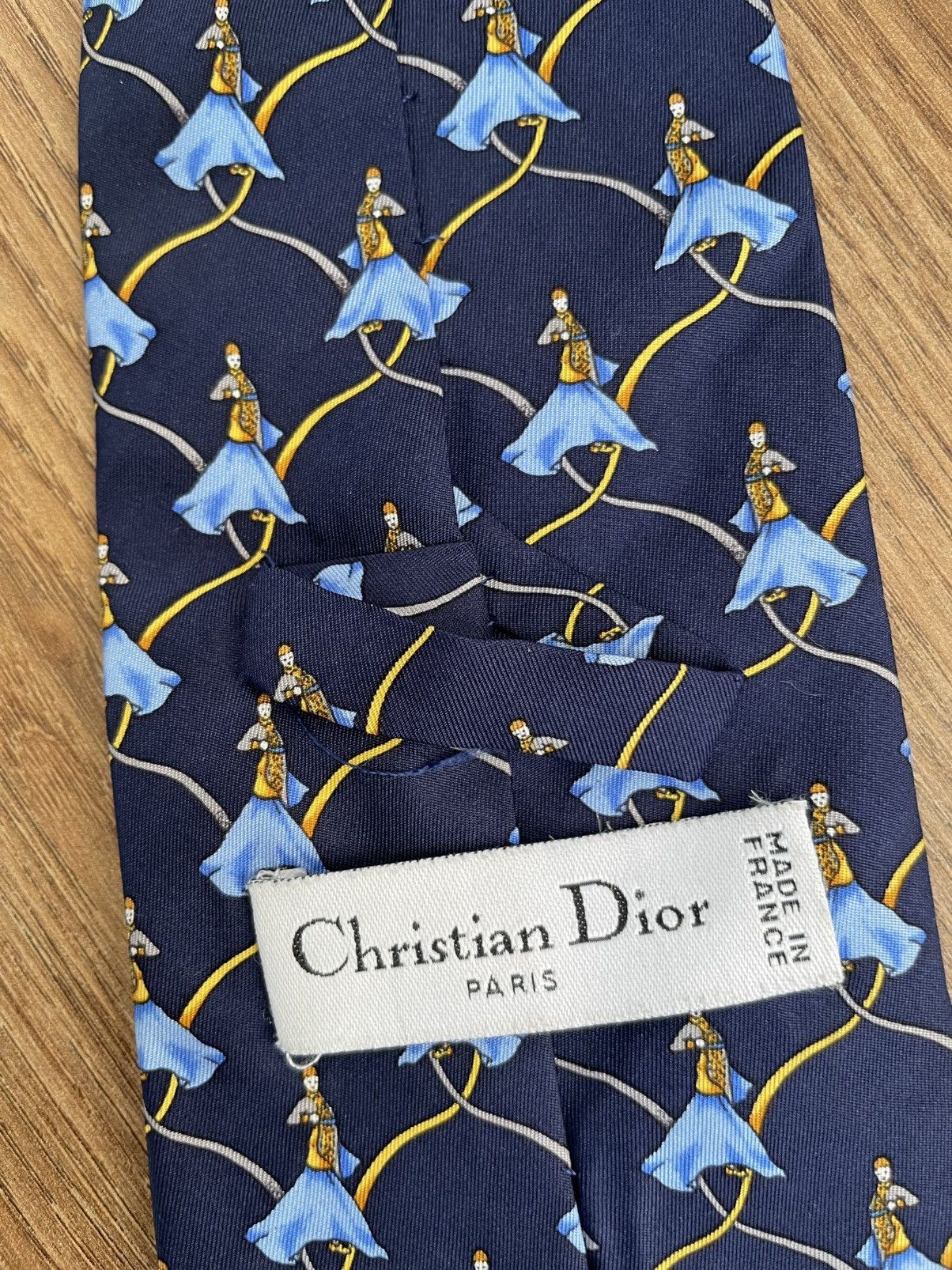 Christian Dior Monsieur Christian Dior Silk Tie Patterned Vintage Blue Gold Luxury Size ONE SIZE - 10 Thumbnail