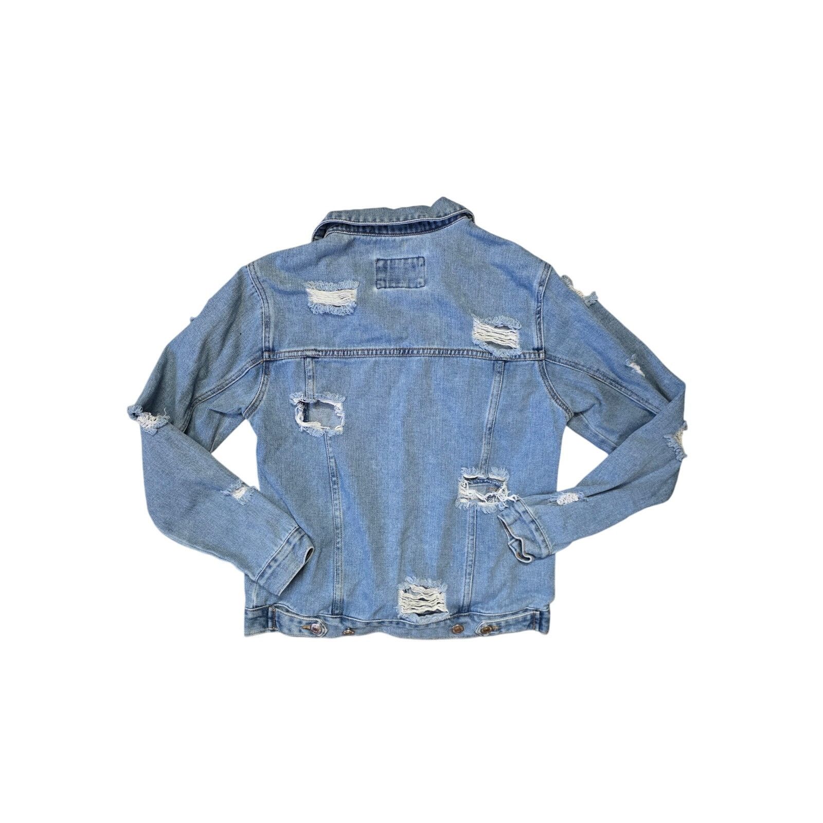 Forever 21 Forever 21 Los Angeles Distressed Denim Jacket Womens M Blue Size M / US 6-8 / IT 42-44 - 7 Thumbnail