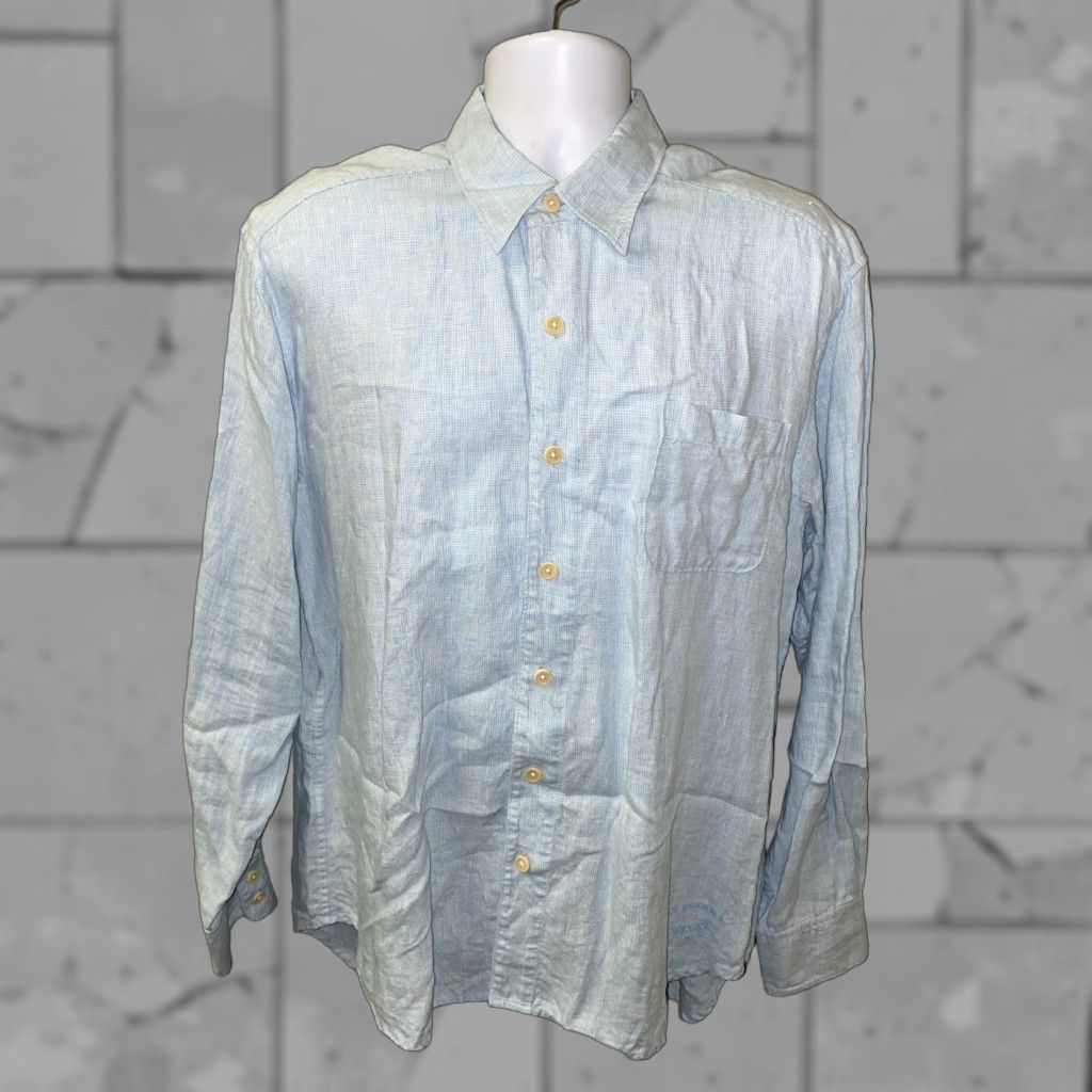 Tommy Bahama Tommy Bahama Shirt Mens Blue Linen Long Sleeve Button Front L Casual Solid Button-Up Collared Regular Neckline Vintage No Size US L / EU 52-54 / 3 - 1 Thumbnail
