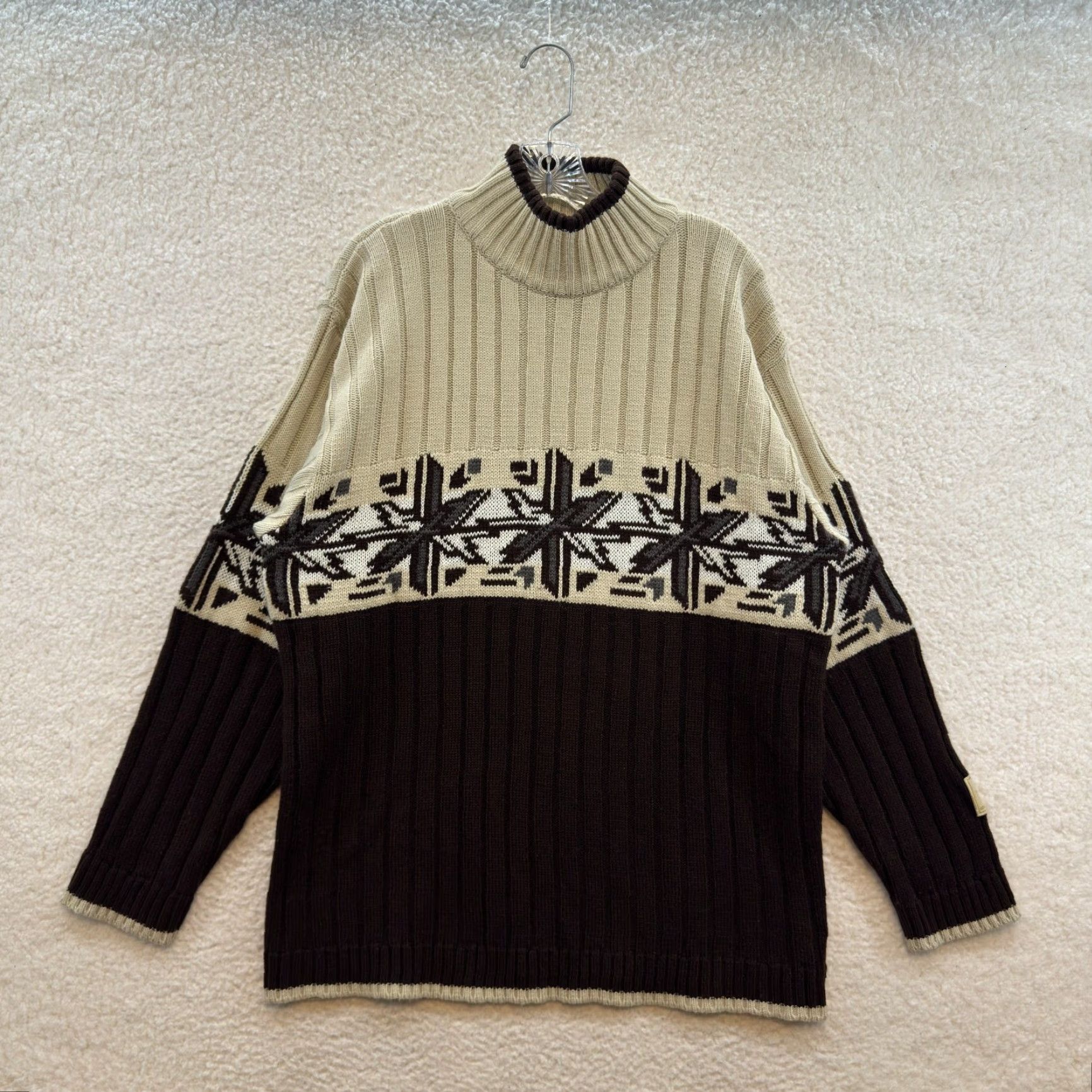 Southpole VINTAGE Y2K South Pole Turtleneck Sweater Large Mens Geometric Fair Isle Nordic Brown L Size US L / EU 52-54 / 3 - 2 Thumbnail
