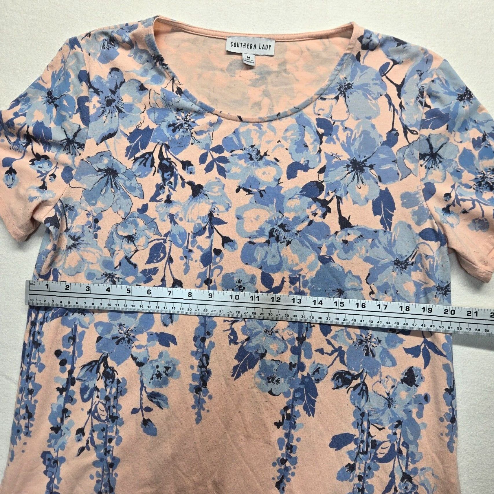 Vintage Southern Lady Shirt M Pink Blue Floral All Over Tee T-Shirt Casual V Neck Size M / US 6-8 / IT 42-44 - 3 Thumbnail