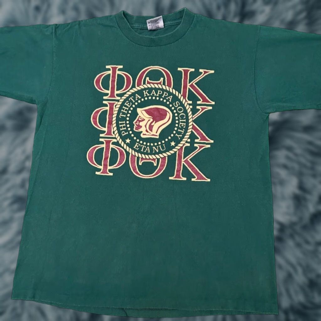 Kappa VINTAGE Phi Theta Kappa Society Fraternity College VTG Shirt Mens Size Large Green 90s 80s University Hip Hop 1990s Shirt Mens L Size US L / EU 52-54 / 3 - 1 Thumbnail