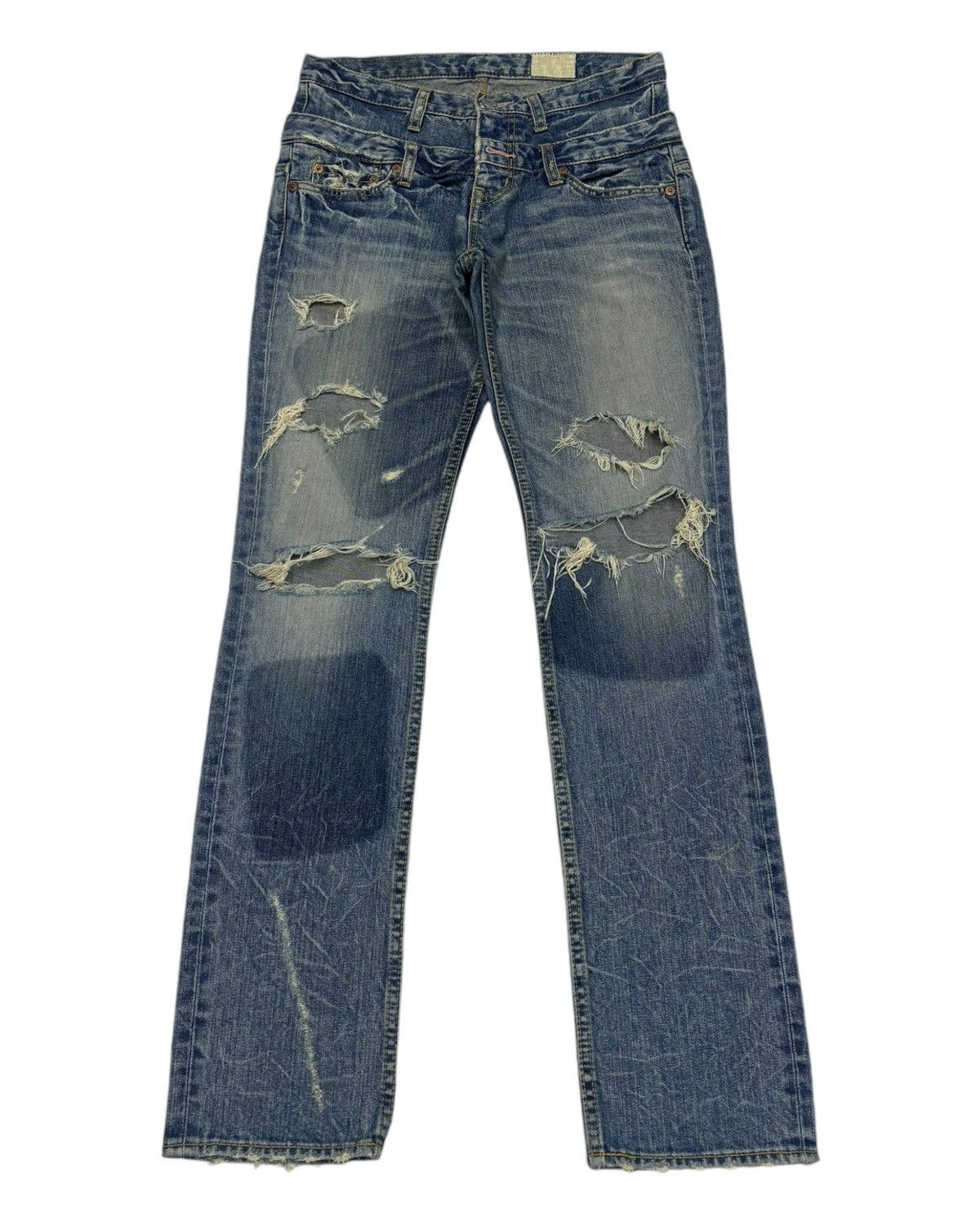 If Six Was Nine Antgauge Double Waist Punk Distressed Denim Jeans Size 29" - 1 Thumbnail