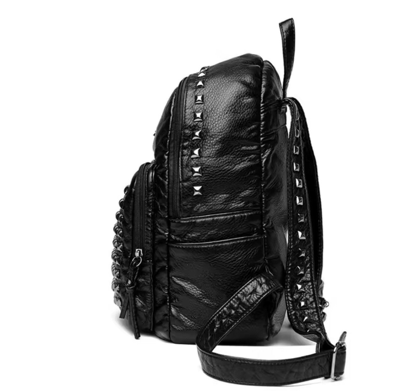 Other Punk Gothic PU Leather Rivets Capacity Black Backpack Size ONE SIZE - 4 Thumbnail
