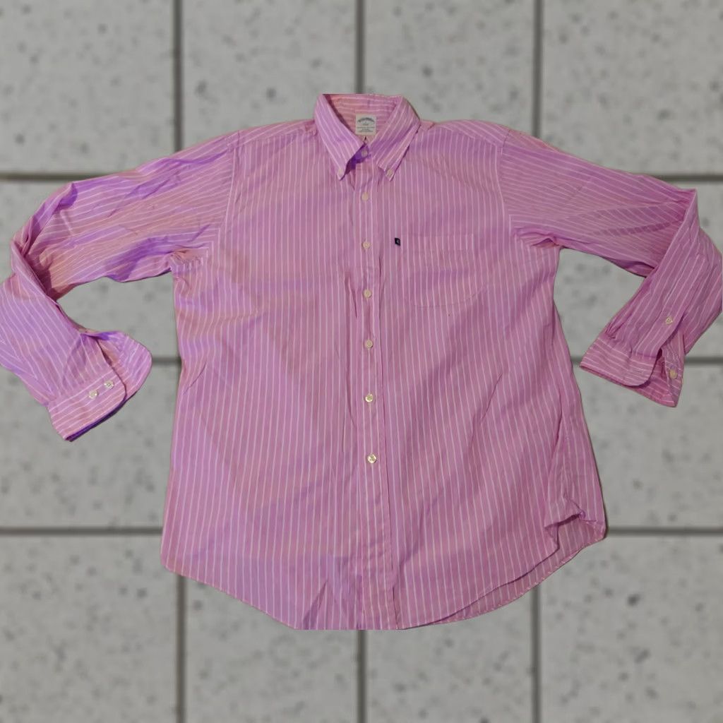 Brooks Brothers Brooks Brothers Dress Shirt L Large Pink Button Cotton Mens Size 42R - 1 Thumbnail