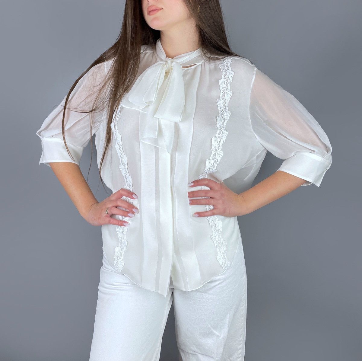 Chloe Chloé Scarf Neck Silk 3/4 Sleeves Shirt Size 44 RRP 1300$ Size L / US 10 / IT 46 - 3 Thumbnail
