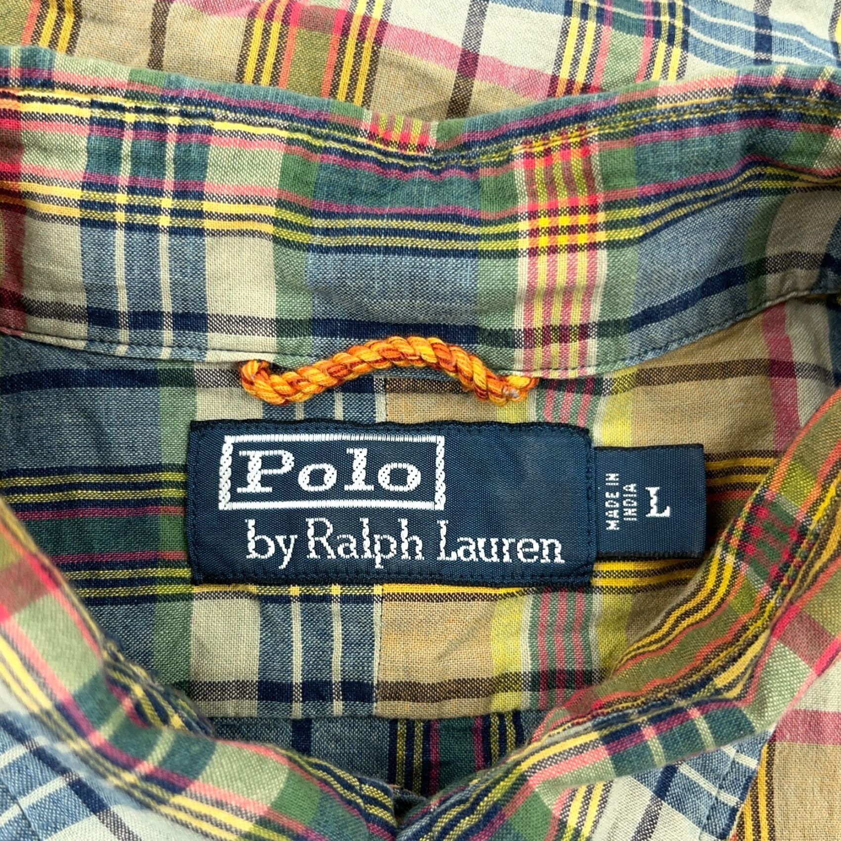 Polo Ralph Lauren Polo Ralph Lauren Shirt Men Large Green Blue Madras Plaid Button Up Epaulettes Button-Up Collar Down Sleeve Short Plaid Size US L / EU 52-54 / 3 - 3 Thumbnail
