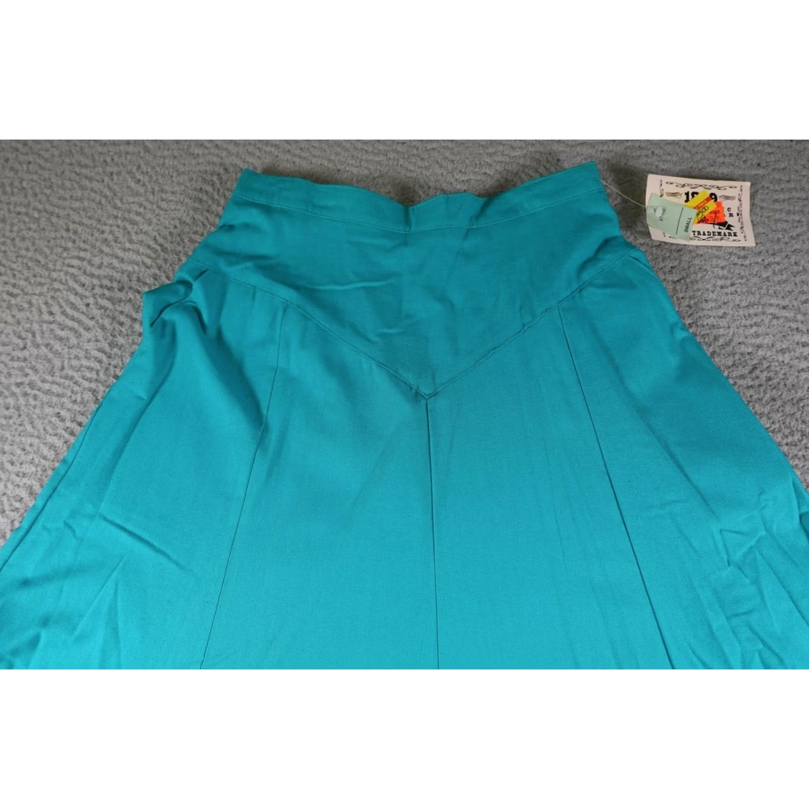 DANCER VINTAGE 1849 Authentic Ranchwear Western Skirt Womens Small Blue Flare Cowgirl Rodeo Square Dance Show Slit Back Zip Elastic Waist Size 28" / US 6 / IT 42 - 2 Thumbnail