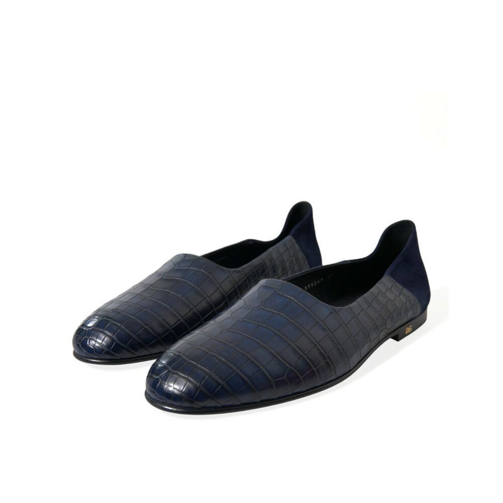 Dolce & Gabbana Dolce & Gabbana Elegant Blue Crocodile Leather Loafers Size US 12 / EU 45 - 3 Thumbnail