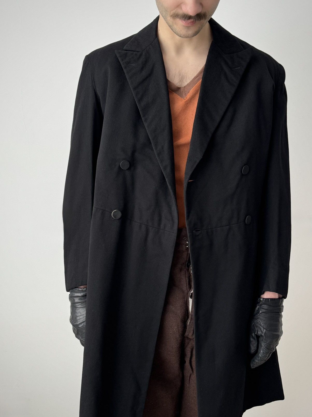Vintage 1930s European Black Wool Frock Coat Size US M / EU 48-50 / 2 - 1 Thumbnail