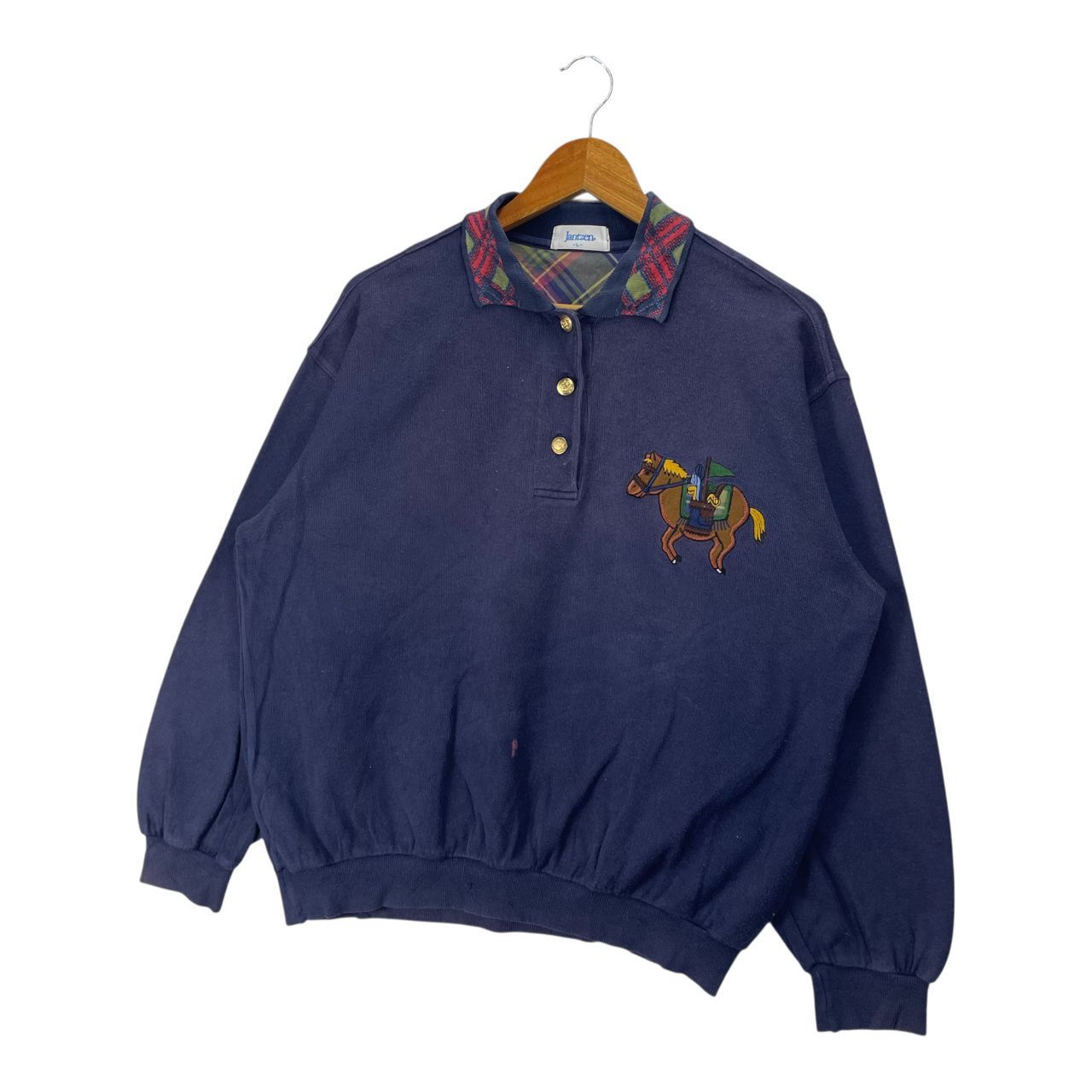 Jantzen Vintage Jantzen Collared Button Up Pullover Sweatshirt Size US L / EU 52-54 / 3 - 2 Thumbnail