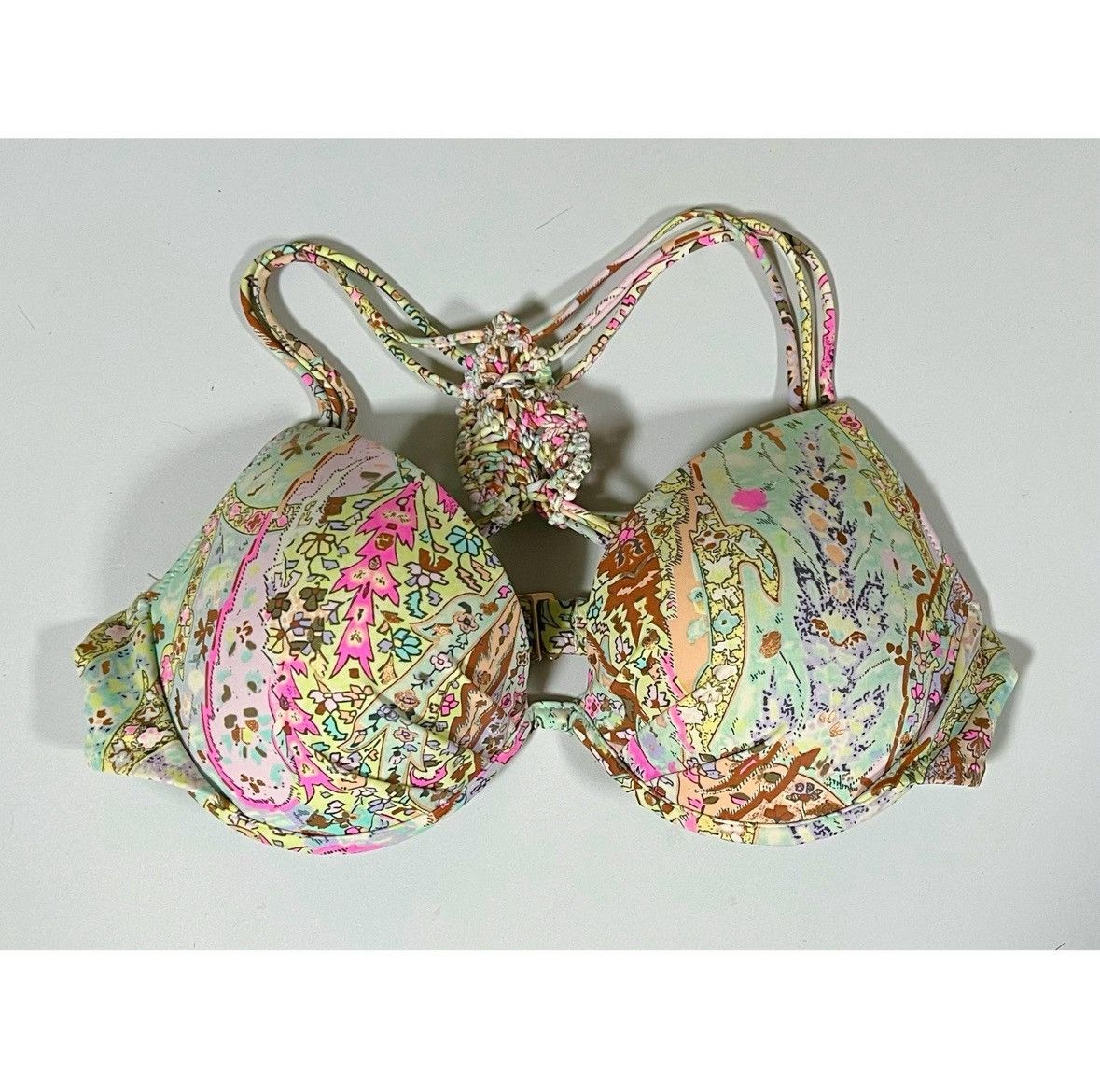 Victoria's Secret Pastel Paisley Boho Push-Up Bikini Top Swimwear Size 34C 🩵✨ Size M / US 6-8 / IT 42-44 - 2 Thumbnail
