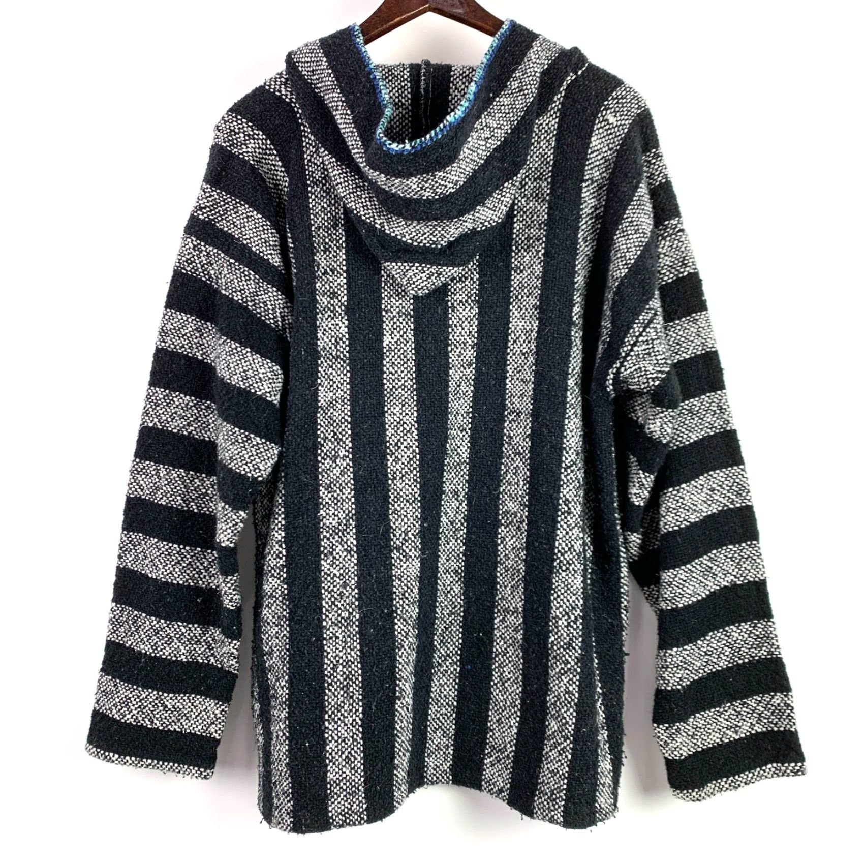Vintage VINTAGE Artesanias Juan Cnamatzi Black White Knit Baja Pullover Hoodie XL Mexico Mens Size US XL / EU 56 / 4 - 4 Thumbnail