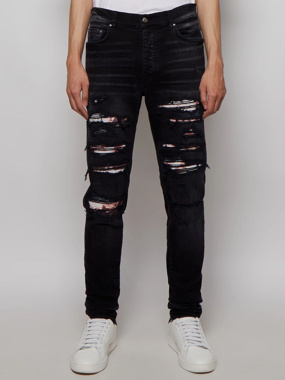 Amiri o1mle0426 Tie Dye Bandana Thrasher Jeans in Aged Black Size US 33 - 2 Thumbnail