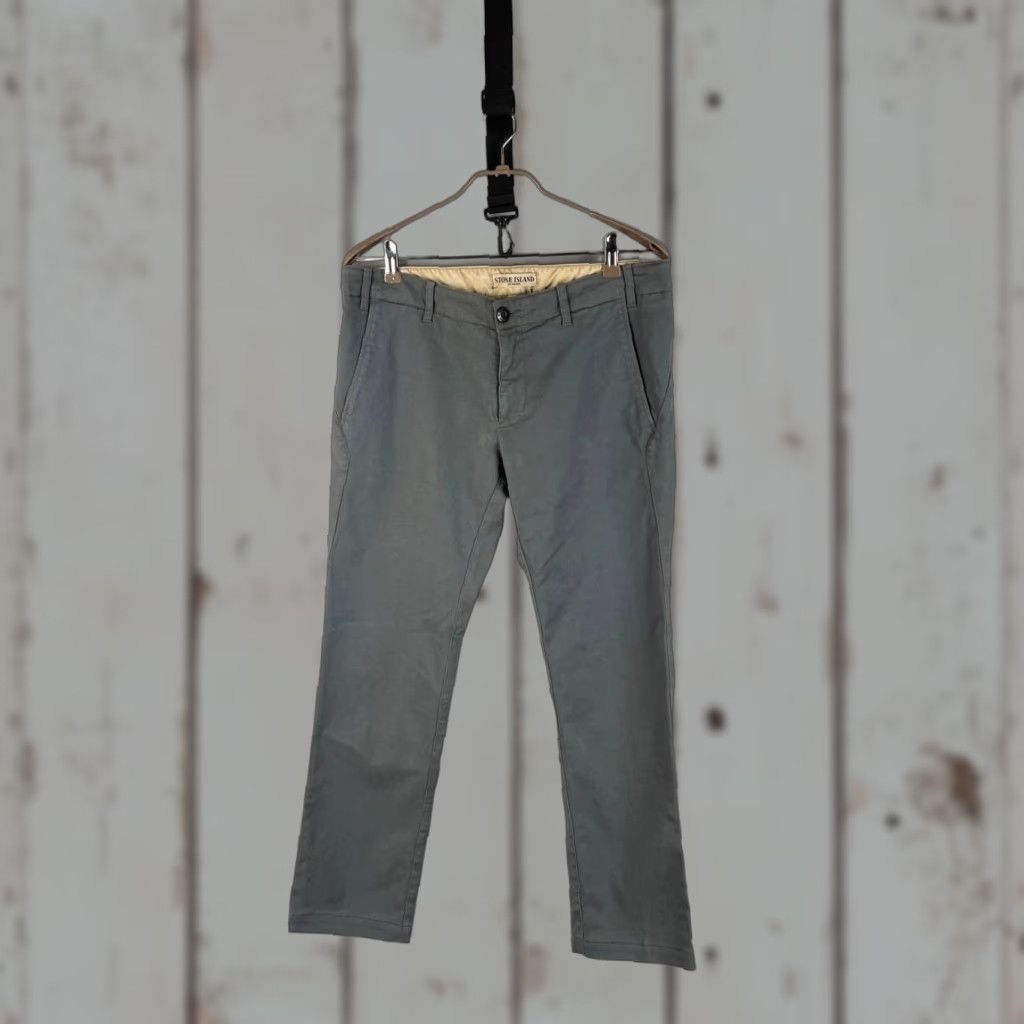 Stone Island Stone island Pants Casual Gray Cotton Polyamide Regular Straight Men's L Size 34 Inseam 31 in Front Flat Zip Pocket Logo Size US 33 - 1 Thumbnail