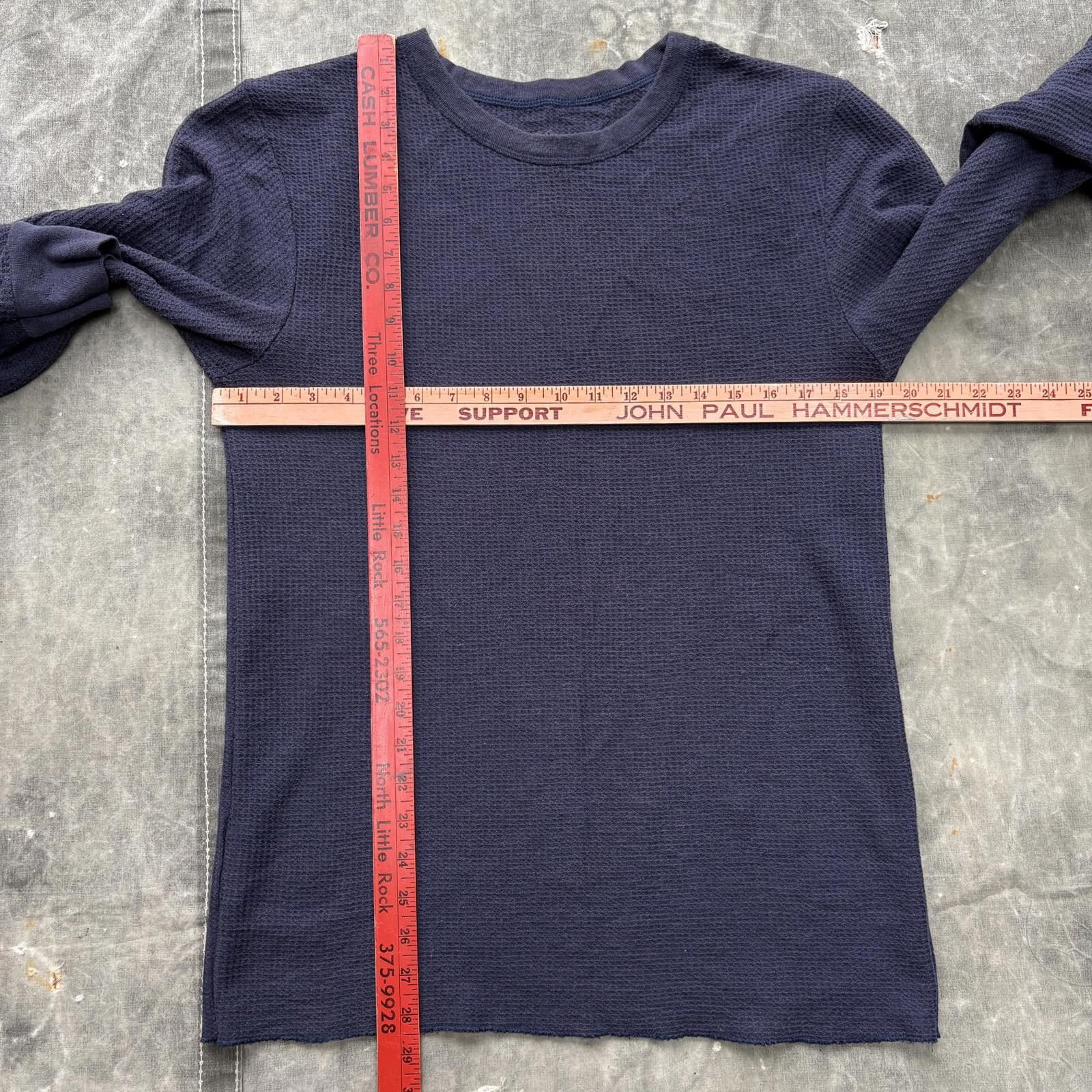 Fruit Of The Loom Vintage Y2K Navy Grunge Skater Thermal Waffle Knit Shirt Size US L / EU 52-54 / 3 - 3 Thumbnail