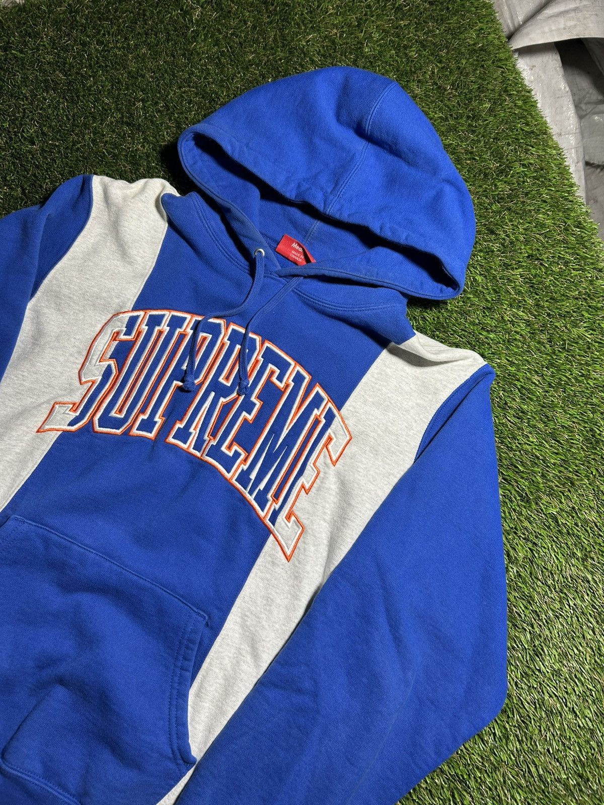 Supreme FW19 Paneled Arc Royal Blue Split Hoodie