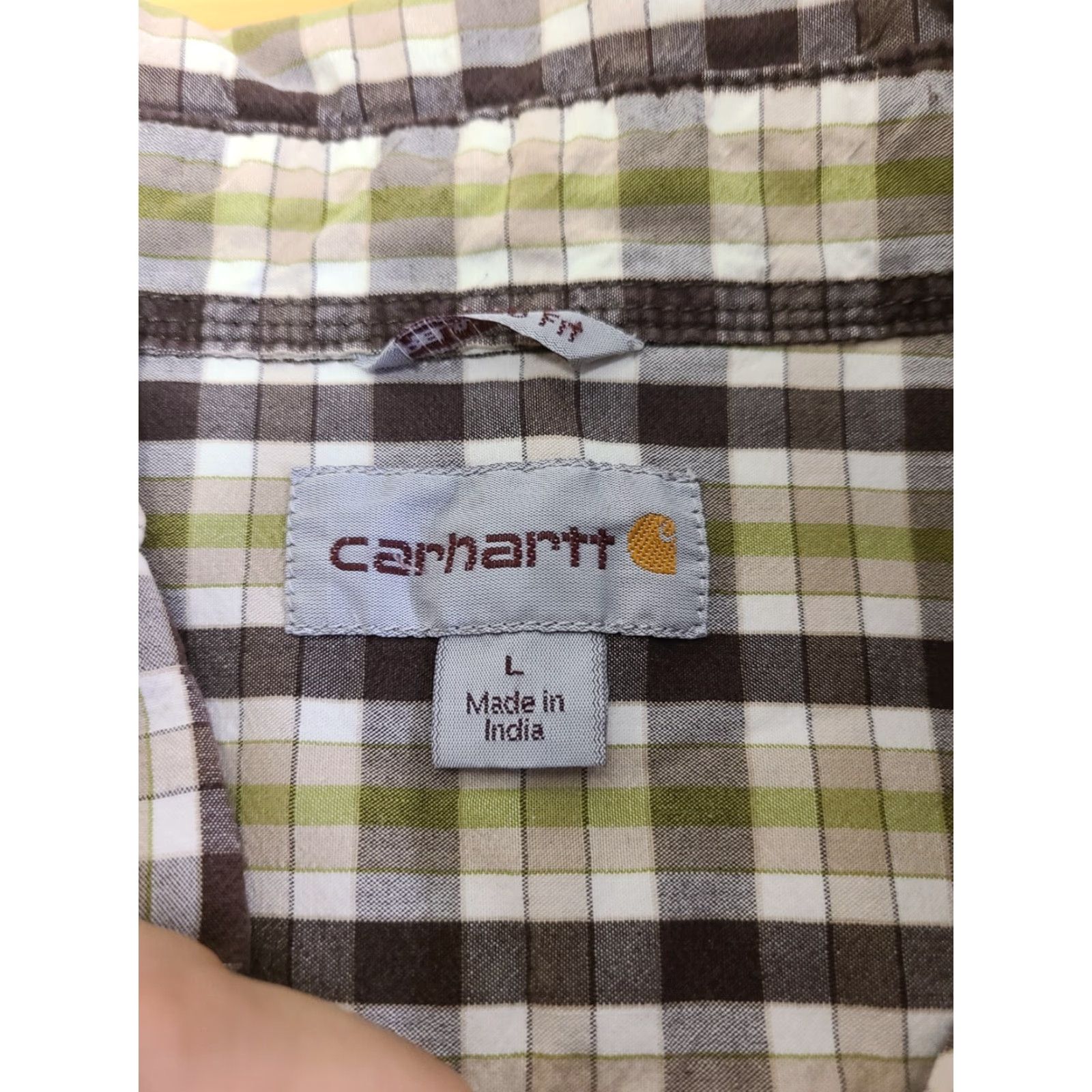 Carhartt Carhartt Shirt Men L Relaxed Button-Down Plaid Cotton Green White Short Sleeve Embroidered Logo USA Size US L / EU 52-54 / 3 - 4 Thumbnail