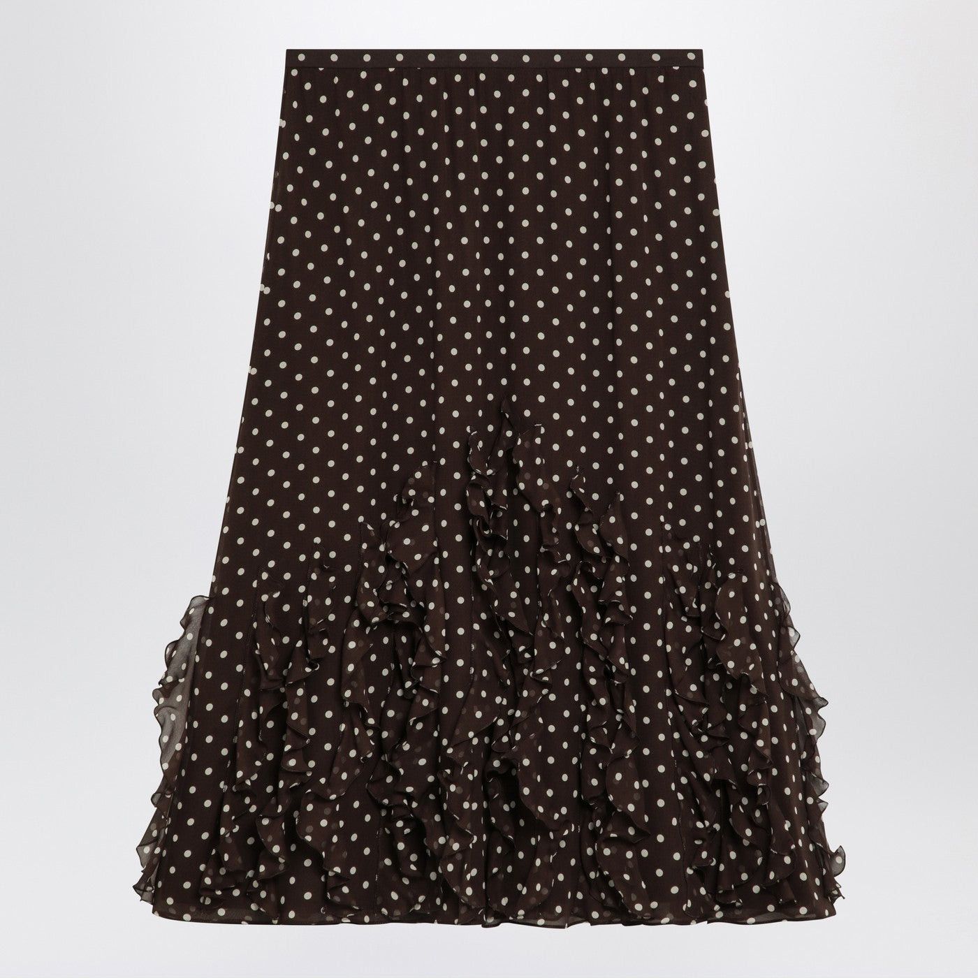 Valentino Valentino Brown Silk Skirt With Plusdepois Motif Size 27" / US 4 / IT 40 - 1 Thumbnail
