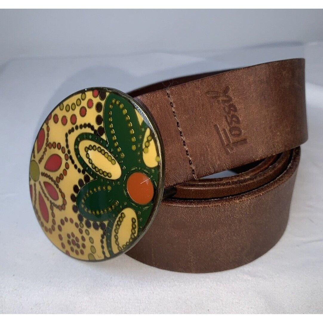 Fossil Fossil Women’s Vintage Brown Belt with Groovy Whimsical Buck Size ONE SIZE - 1 Thumbnail