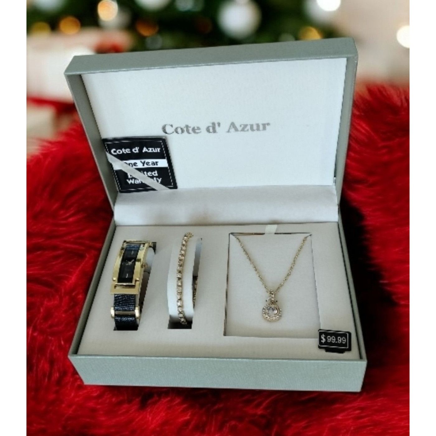Vintage Cote D Azur Jewelry Set Watch Bracelet Necklace Gift Box Wom Size ONE SIZE - 1 Thumbnail