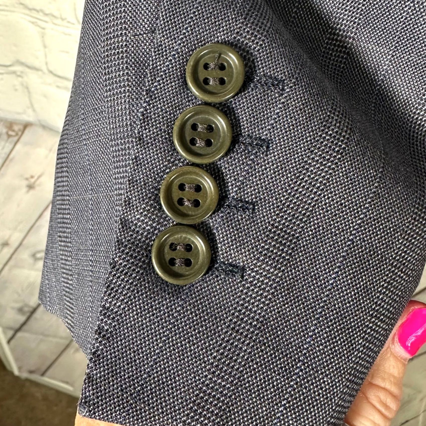 Canali Canali Milano for Raleighs Mens Sport Coat Gray Plaid Two-Button Notch Lapel Wool Blazer Jacket Regular Size 40 Mens Size 40R - 3 Thumbnail