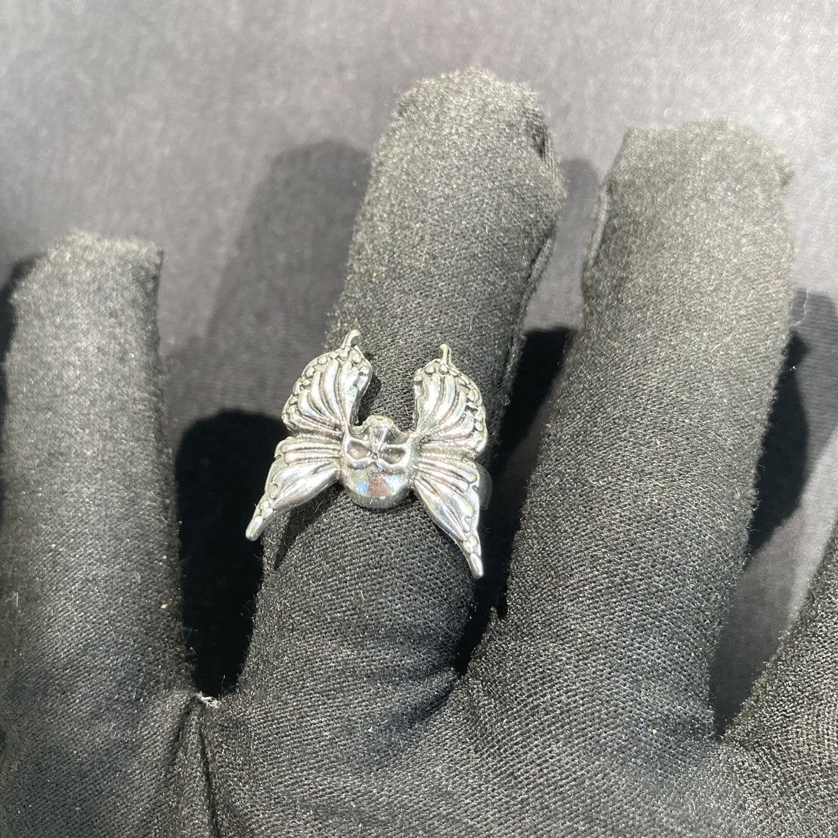 Jewelry Solid Stainless Steel Butterfly Skull Ring Size 8 Size ONE SIZE - 6 Thumbnail