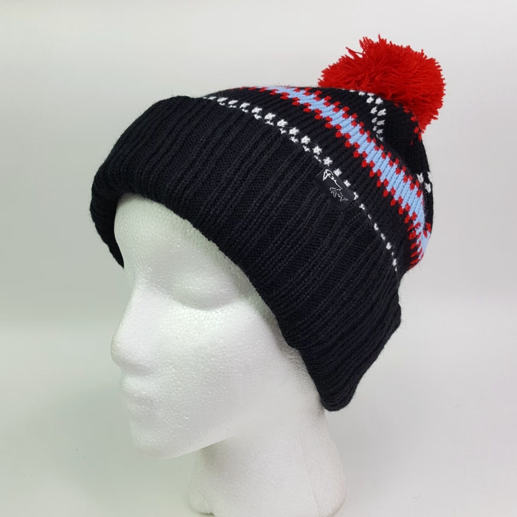 Logo 7 Vintage Greg Norman Golf Shark Logo Knit Beanie One Size OSFA Striped Toboggan Hat Cap Black Size ONE SIZE - 2 Thumbnail