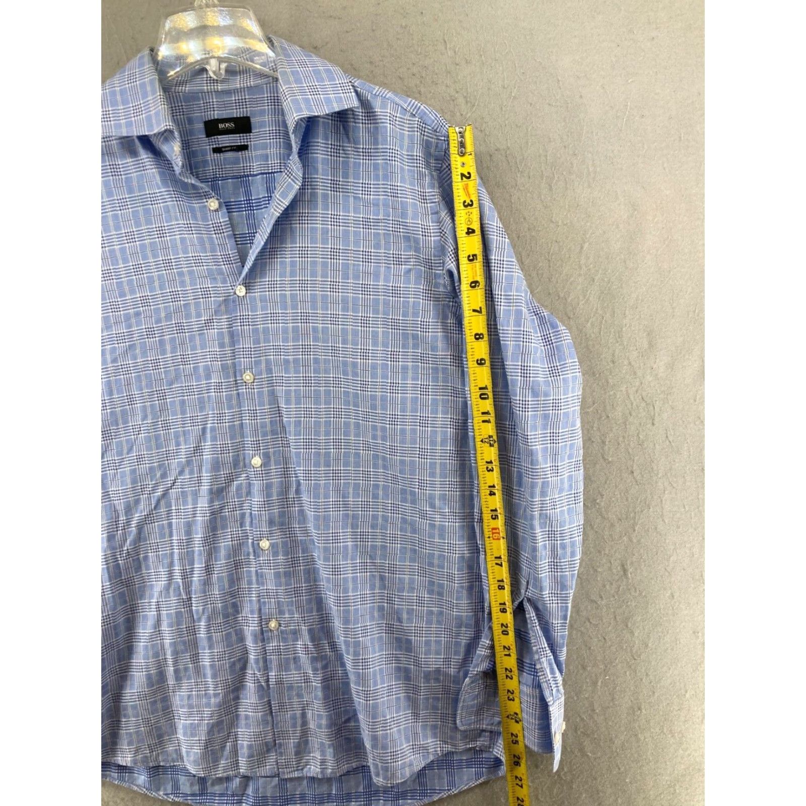 Hugo Boss VINTAGE Boss Hugo Boss Mens Shirt 16 Blue Plaid Long Sleeve Preppy Size US L / EU 52-54 / 3 - 4 Thumbnail