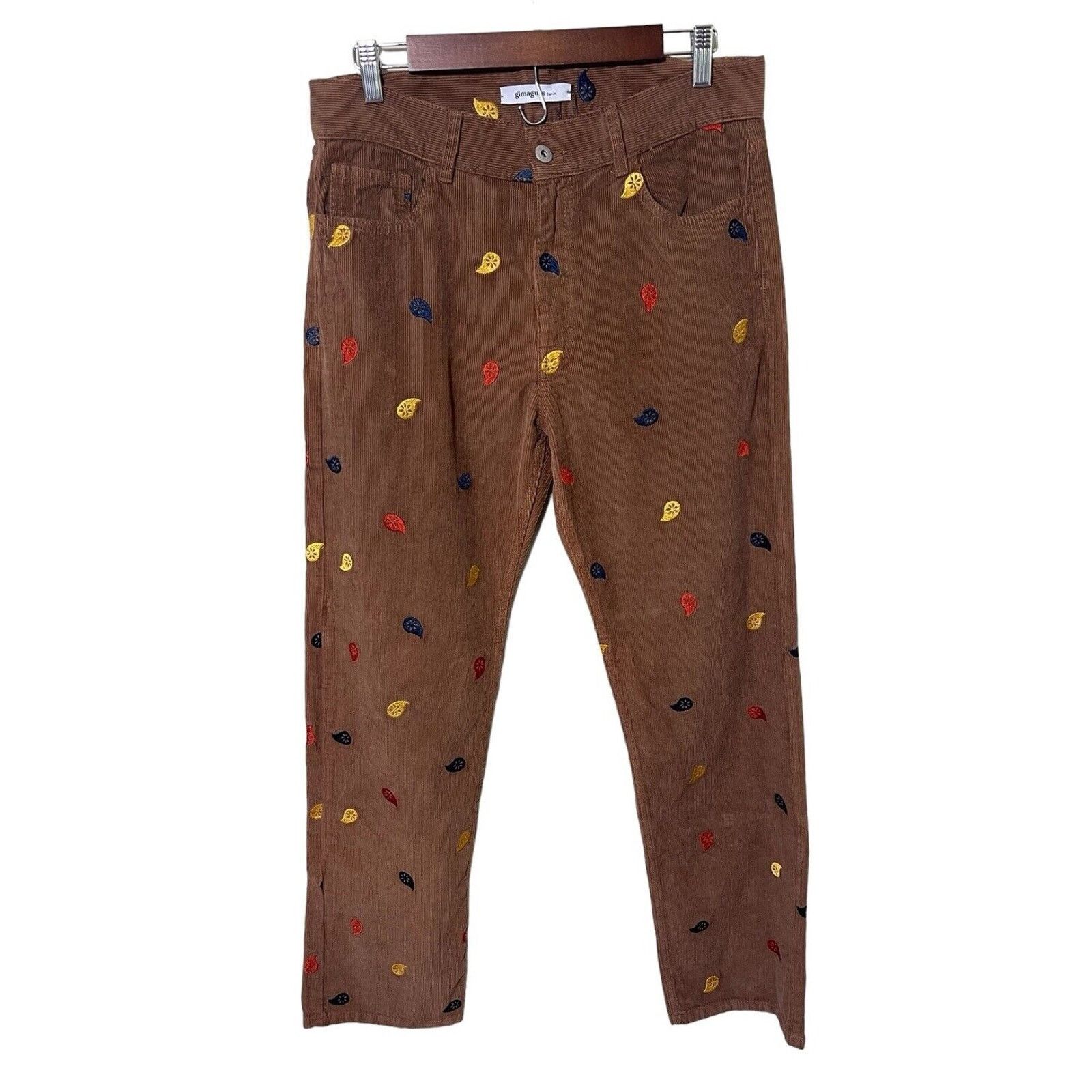 Gimaguas Gimaguas Corduroy Womens Pants 40 Eu 8 US Brown Embroidered Size 30" / US 8 / IT 44 - 1 Thumbnail
