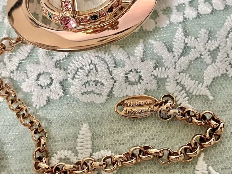 Vivienne Westwood vivienne westwood Rose gold large small orb Saturn necklac Size ONE SIZE - 6 Thumbnail