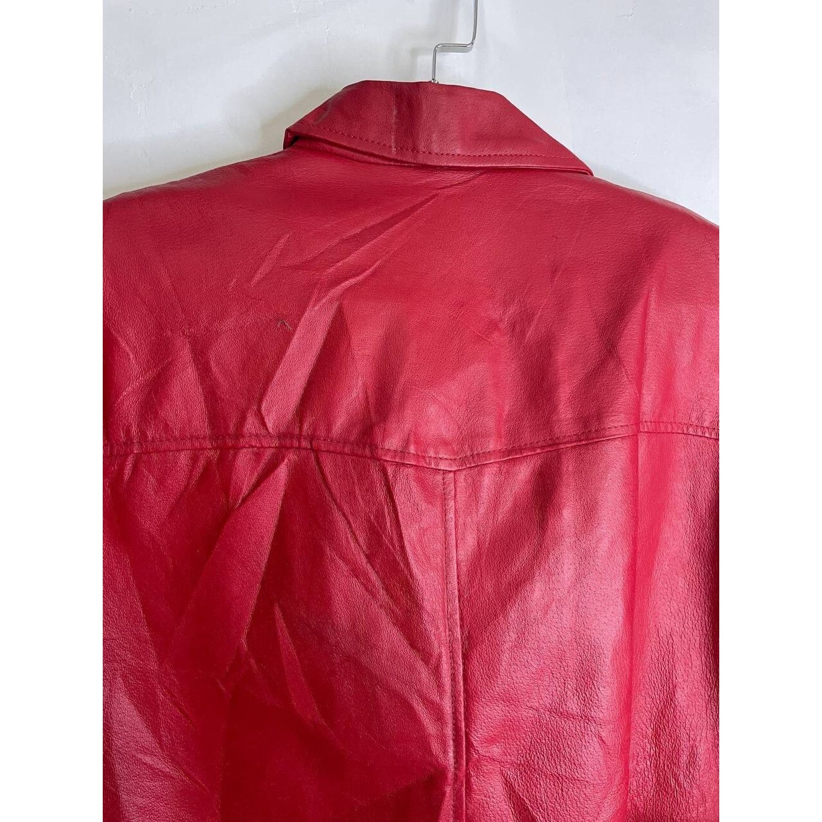 Leather × Vintage Vintage 90s Red Genuine Leather Trench Coat Small Jacket Size S / US 4 / IT 40 - 8 Thumbnail