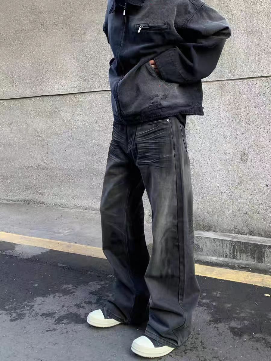 Designer × Jean × Vintage Washed and dirty dyed distressed micro flare baggy jeans Size US 34 / EU 50 - 1 Thumbnail