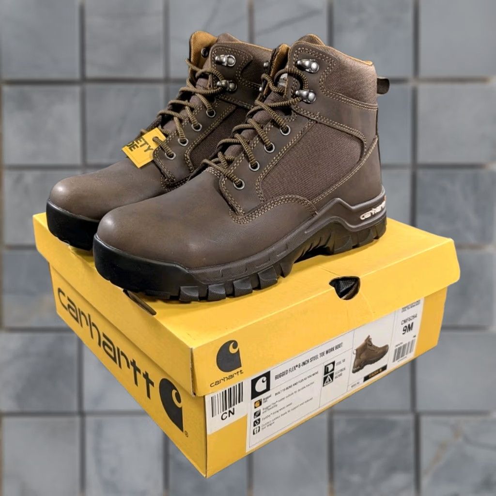 Carhartt Work Boots Mens 12 W Brown Leather Waterproof 8\
