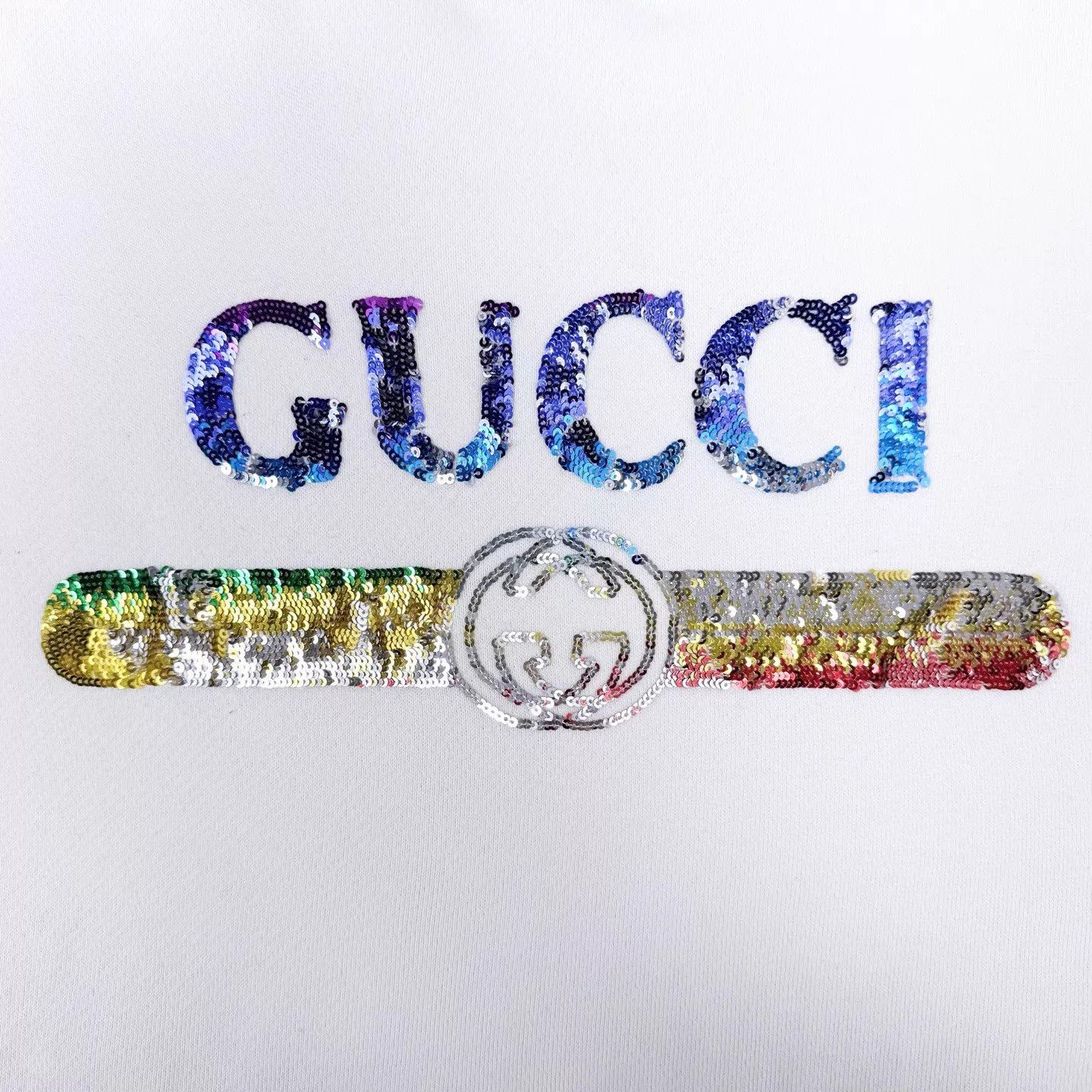 Gucci Gucci White Sequin Logo Hoodie OS/XXS 99 New Size US XXS / EU 40 - 4 Thumbnail