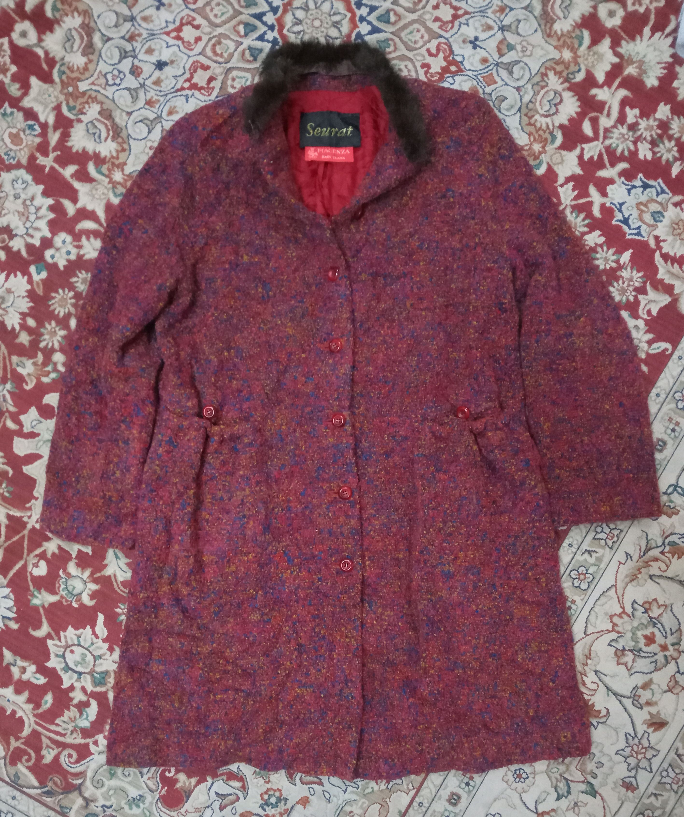 image of Vintage Piacenza Baby Llama Seurat Wool Long Coat in Mix, Women's (Size Medium)