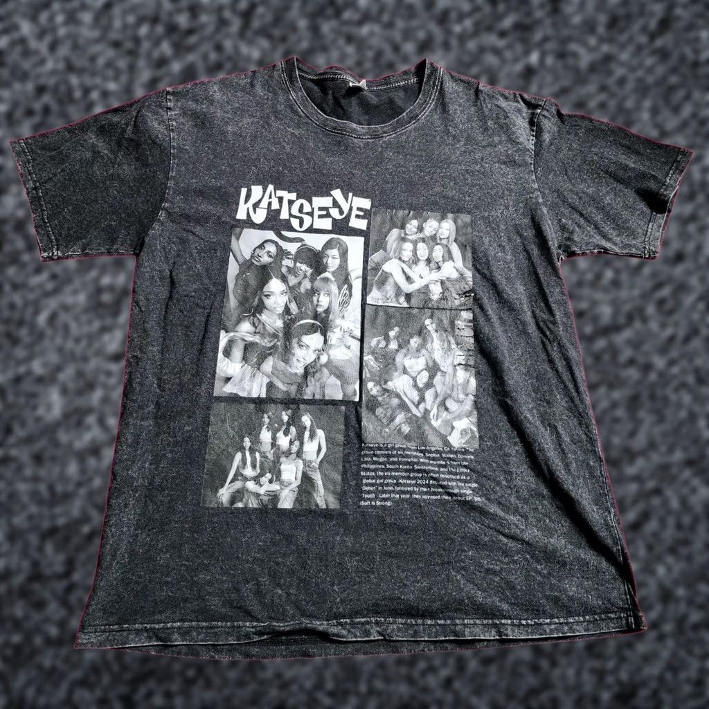Etro Retro Katseye Girl Band T Shirt Black XL Men Distressed Stonewashed Cotton Short Sleeve Vintage Mens XL Size US XL / EU 56 / 4 - 1 Thumbnail
