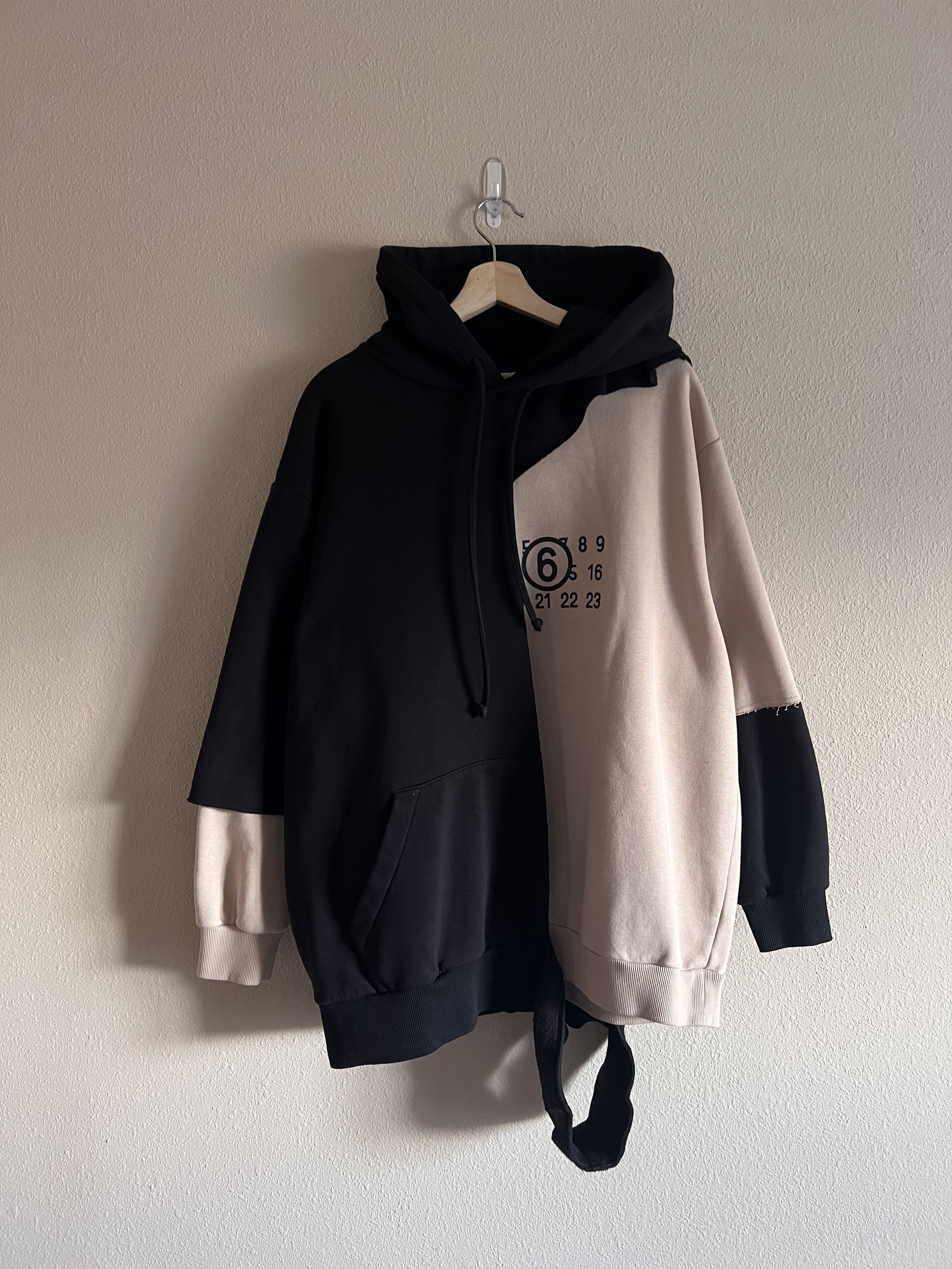 image of Mm6 Maison Margiela Numerical Logo Print Hoodie In Black, Men's (Size Small)