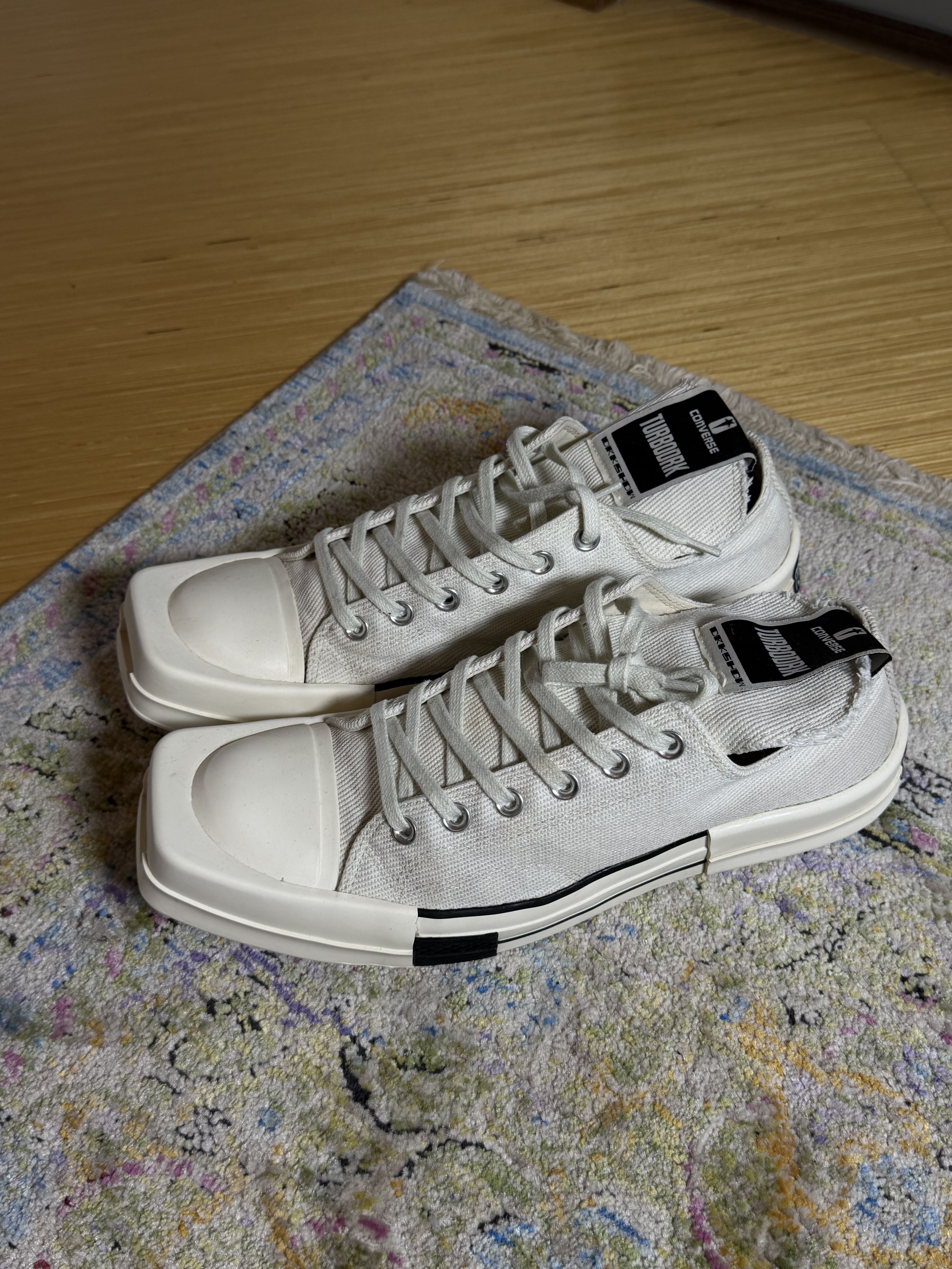Converse × Rick Owens Drkshdw Converse Rick Owens TURBODRK Chuck 70 Low White Sneakers Size US 10 / EU 43 - 2 Thumbnail
