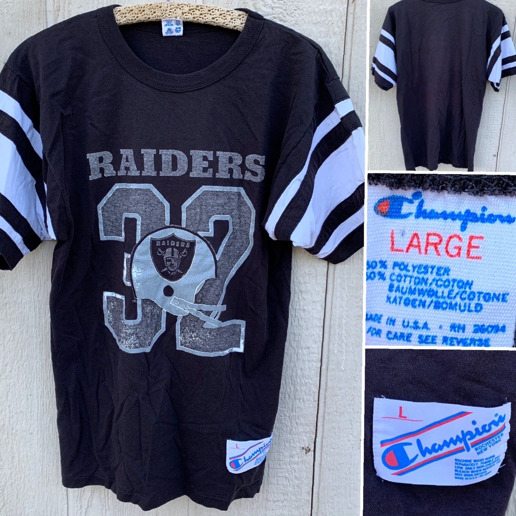 Champion VINTAGE Champion Jersey T-Shirt Raiders 32 Jersey Style Graphic Tee L Black Men Adult Large Sports Size US L / EU 52-54 / 3 - 2 Thumbnail
