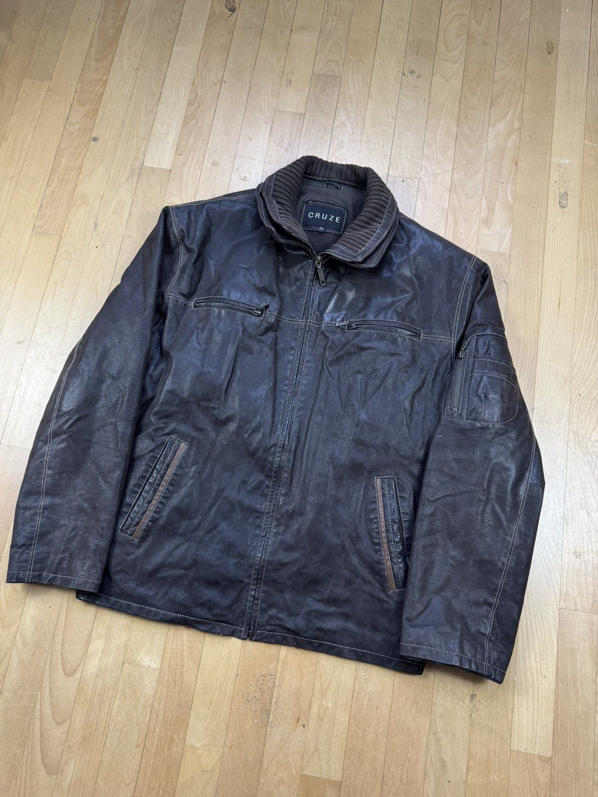 Genuine Leather × Vintage Vintage Leather Bomber Real Leather Genuine Streetwear 90s Size US XL / EU 56 / 4 - 3 Thumbnail