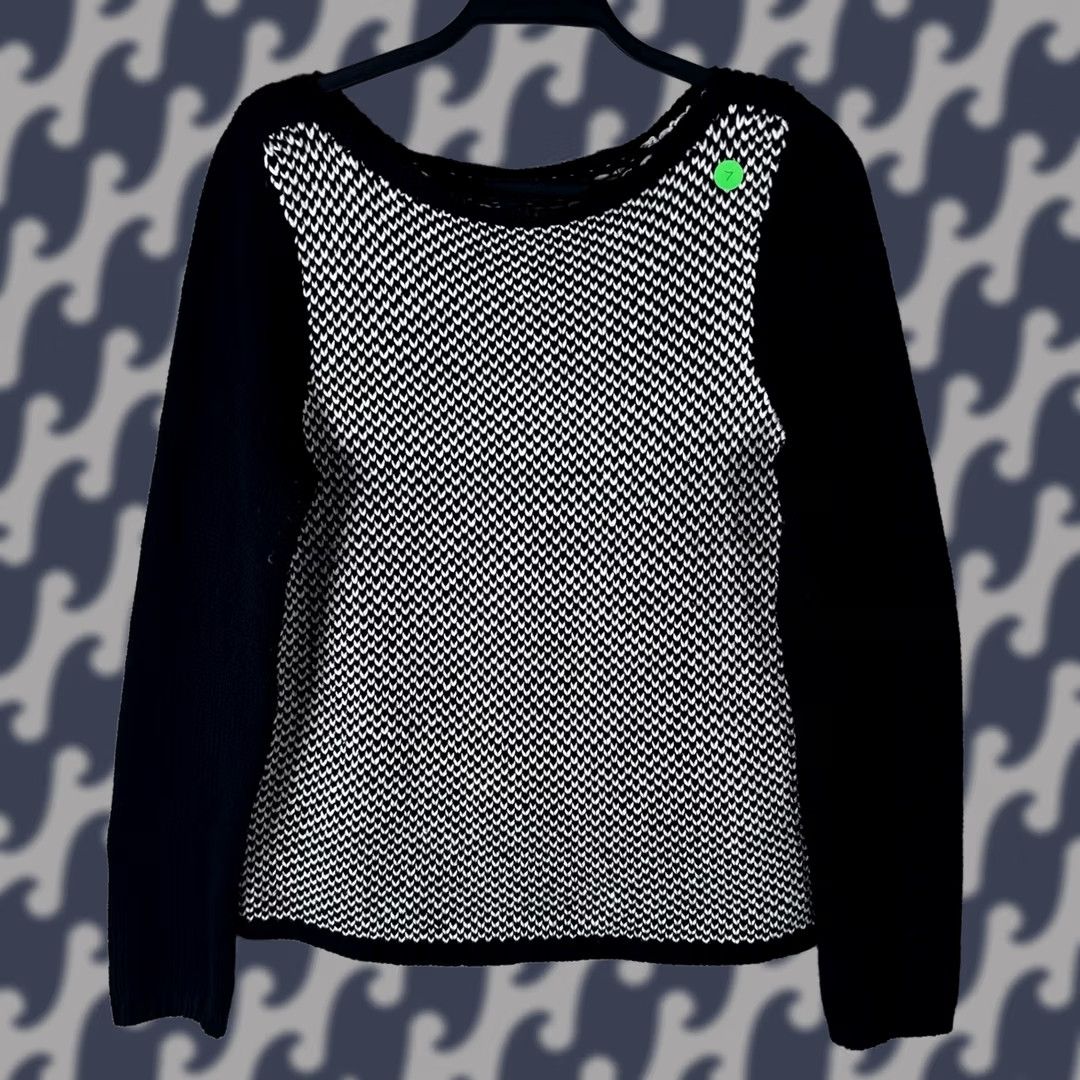 Ralph Lauren Lauren Ralph Sweater Womens L Black White Knit Pullover Cotton Blend Size L / US 10 / IT 46 - 1 Thumbnail