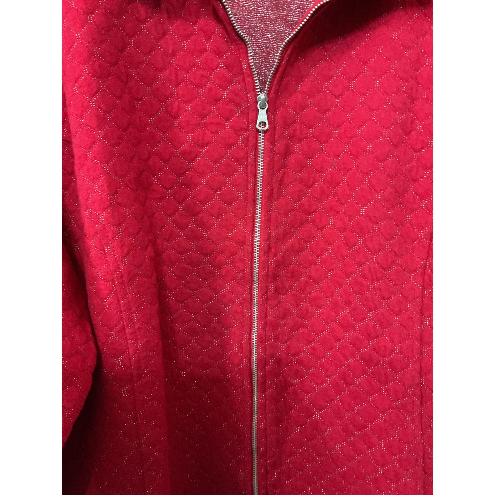 Coldwater Creek Coldwater Creek Textured Boucle Metallic Knit Zip Jacket,1x Size XL / US 12-14 / IT 48-50 - 3 Thumbnail