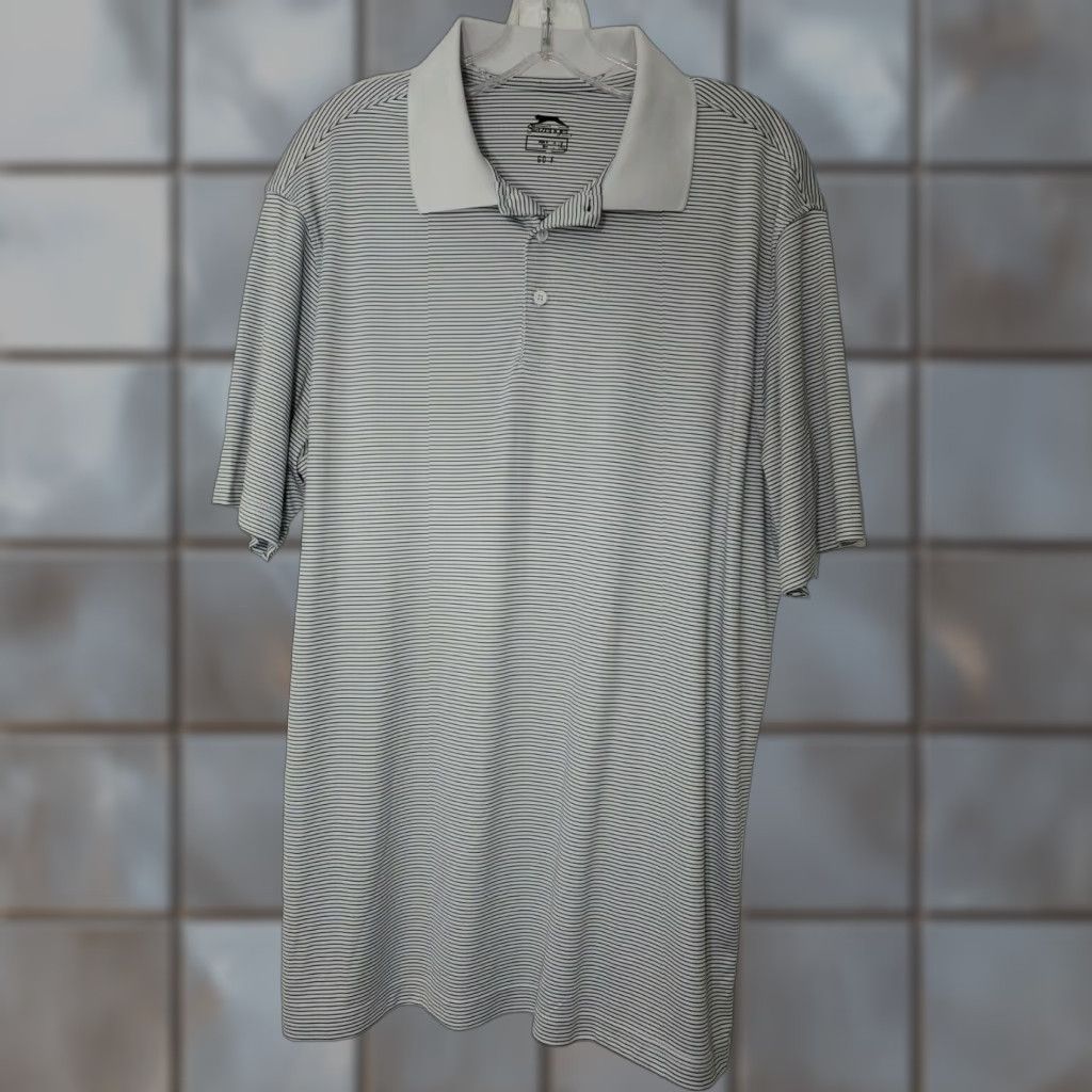 Vintage Slazenger Golf Polo Shirt Mens XL Striped Wicking Short Sleeve Golf Core / White Black Stripe / 21 in Chest / 29.5 in Length Size US XL / EU 56 / 4 - 1 Thumbnail