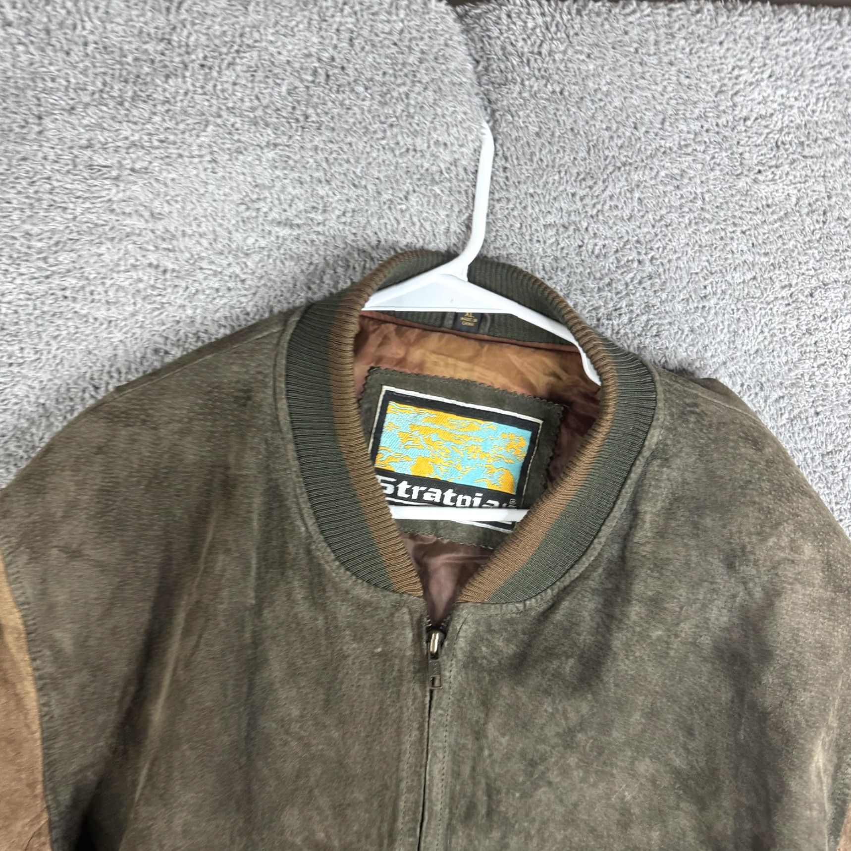 Vintage Stratojac Jacket Mens XL Leather Bomber Full Zip Insulated Outdoor Brown Green Size US XL / EU 56 / 4 - 6 Thumbnail