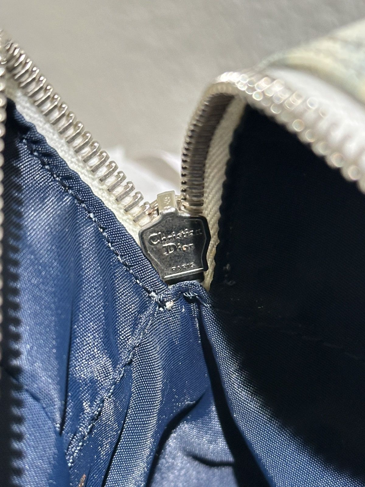 Christian Dior Monogram Blue Shoulder Bag Vintage