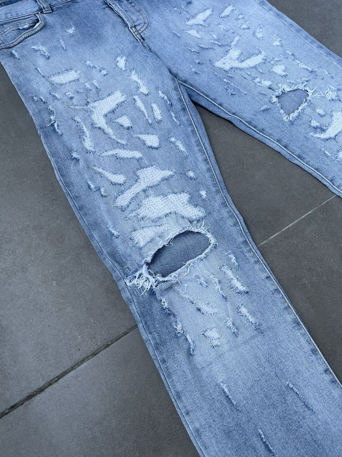 Balmain Balmain Distressed Indigo Biker Denim Pants Size US 31 - 14 Thumbnail
